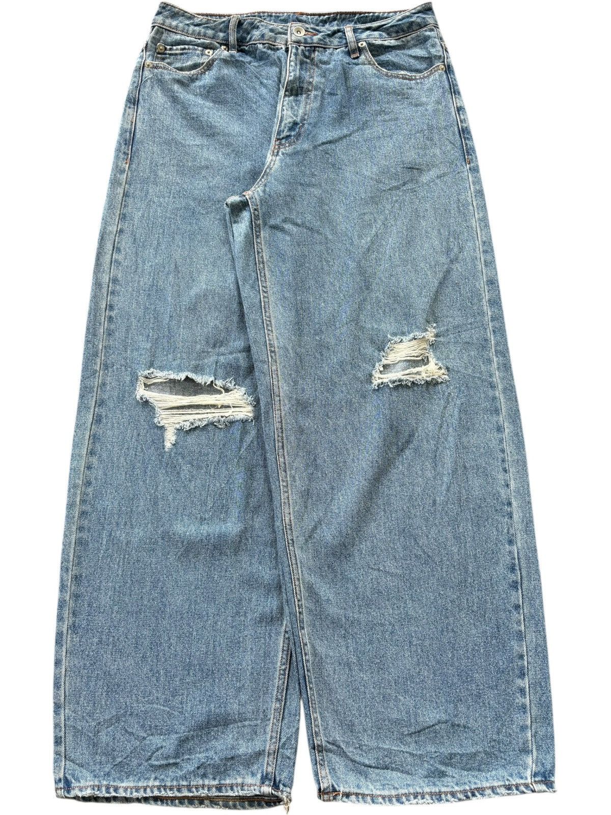 JNCO Vintage Japanese Brand Blue Wash Distressed Baggy Jeans Size 31" - 1 Thumbnail