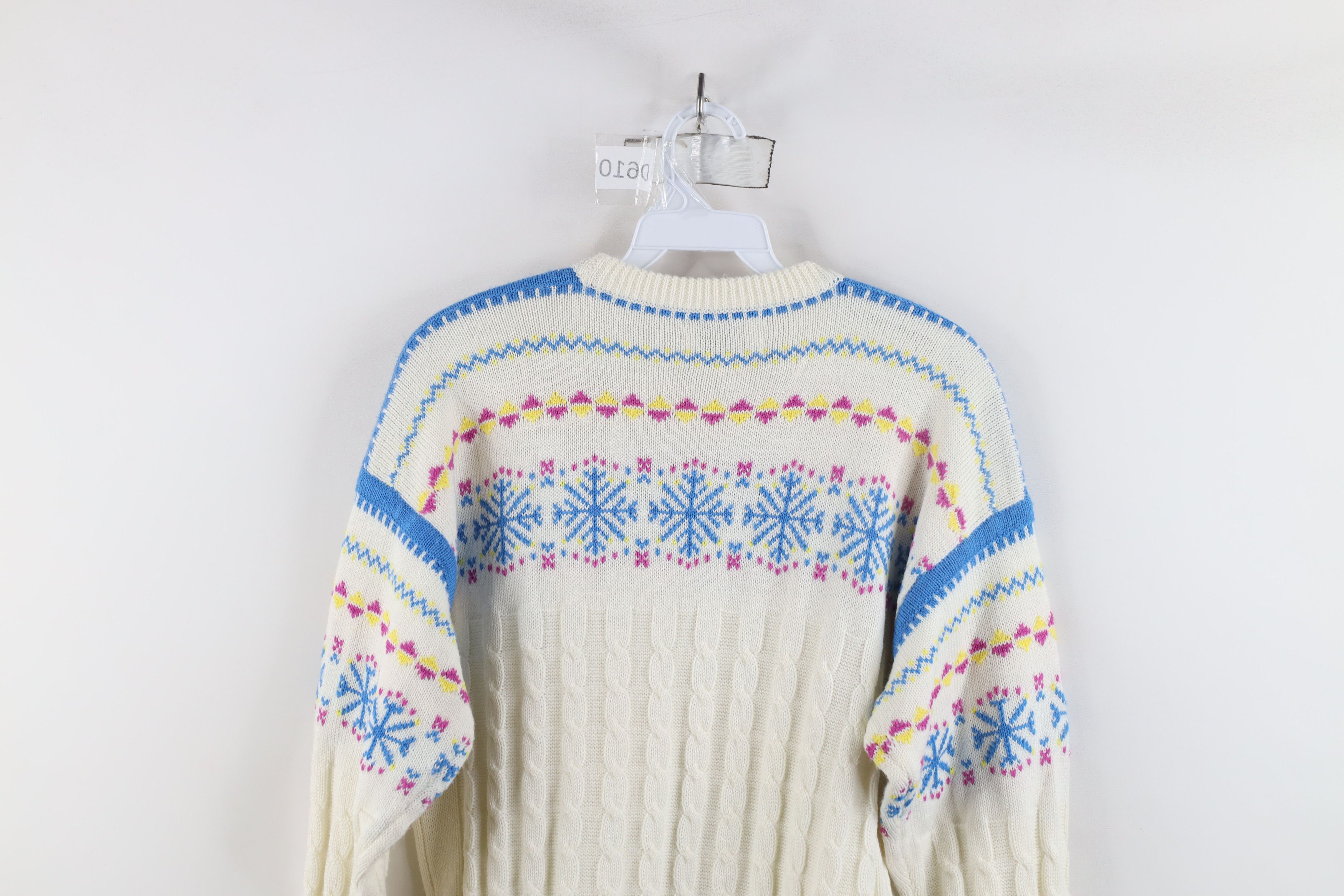 Vintage Vintage 70s 80s Fair Isle Snow Flake Cable Knit Sweater Size M / US 6-8 / IT 42-44 - 8 Thumbnail