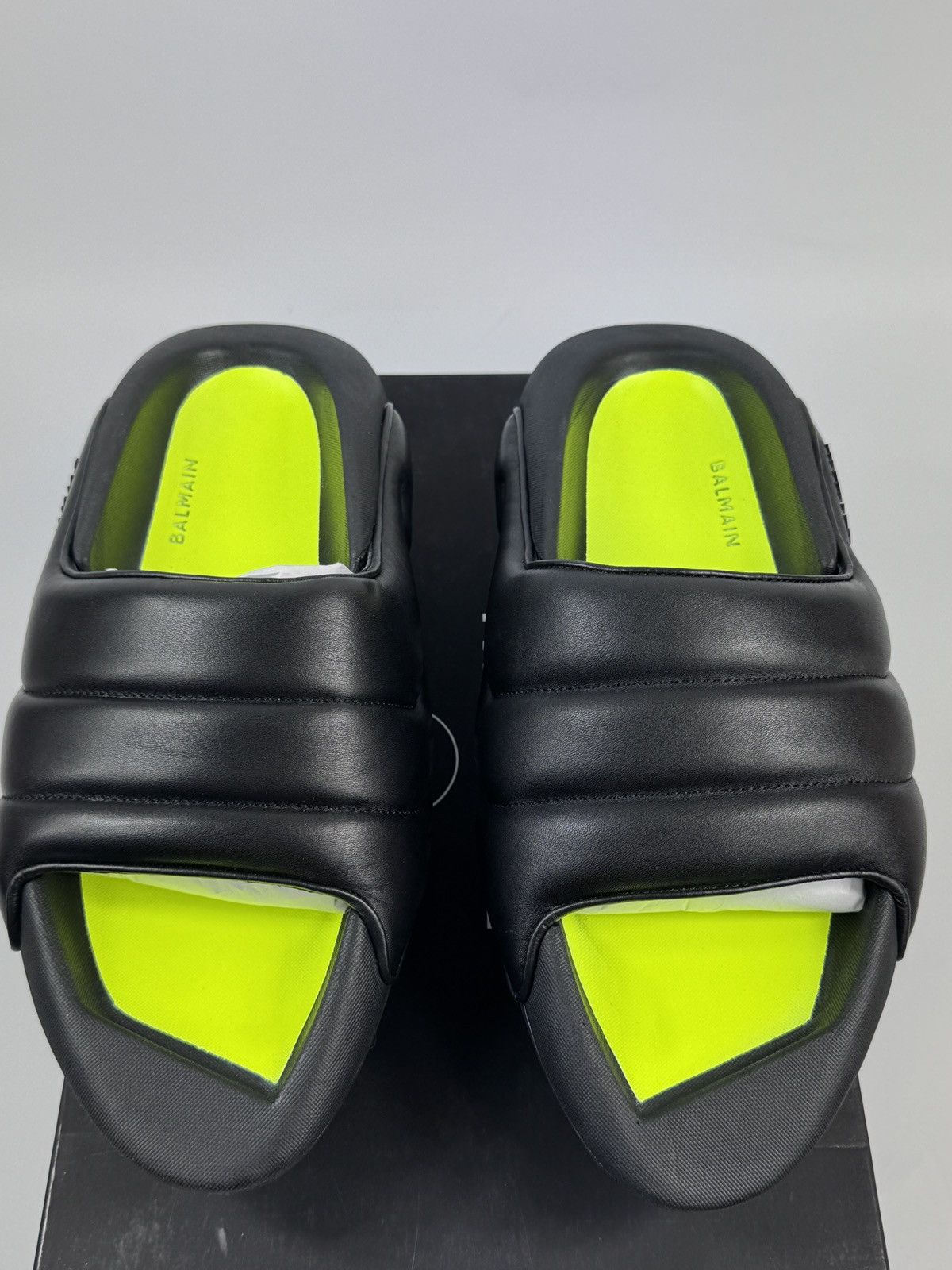 Balmain BLACK B IT QUILTED LEATHER SLIDE SANDALS Size US 9 / EU 42 - 4 Thumbnail