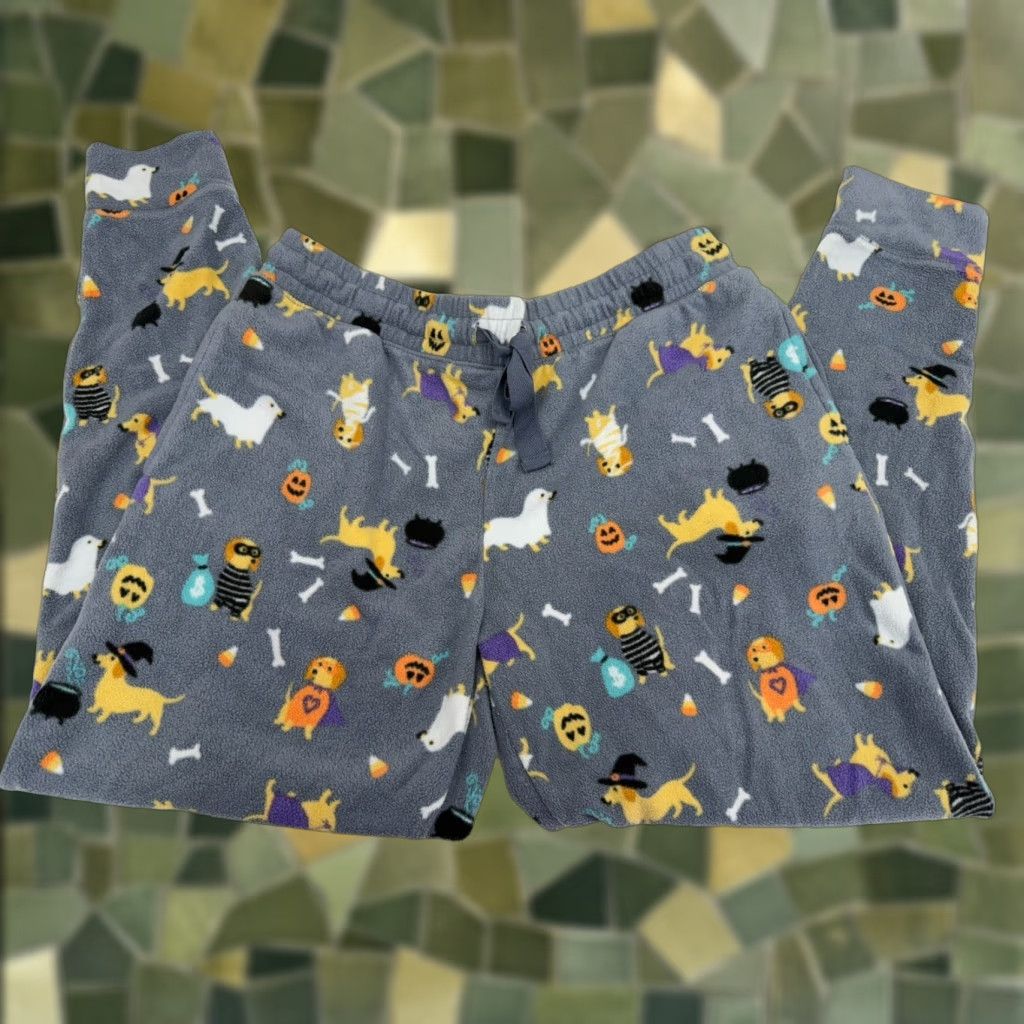 Vintage Jaclyn Intimates Womens Pants XL Gray Halloween Dog Fleece PJ Jogger Size 40" / US 18 - 1 Thumbnail