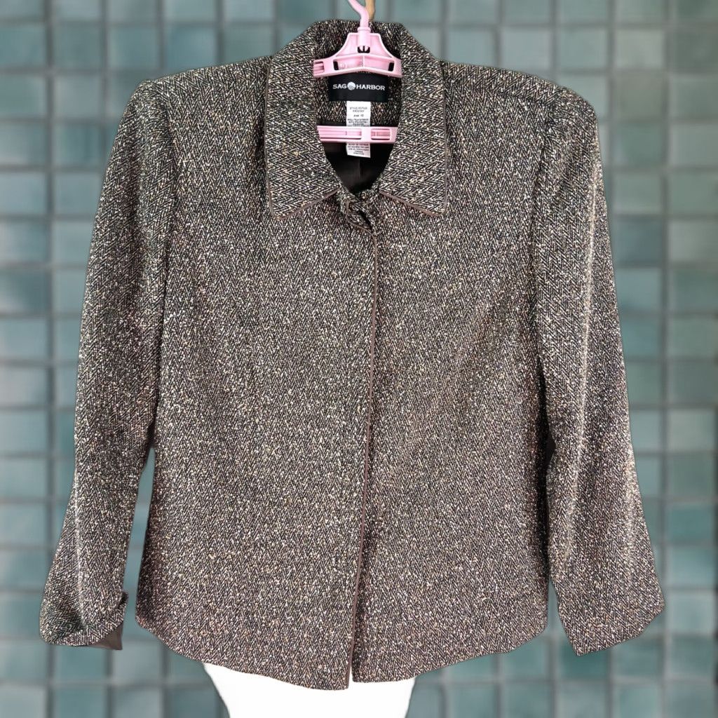 Vintage Sag Harbor Blazer Jacket Women Classic Solid Gray Long Sleeve Size 10 Size L / US 10 / IT 46 - 1 Thumbnail