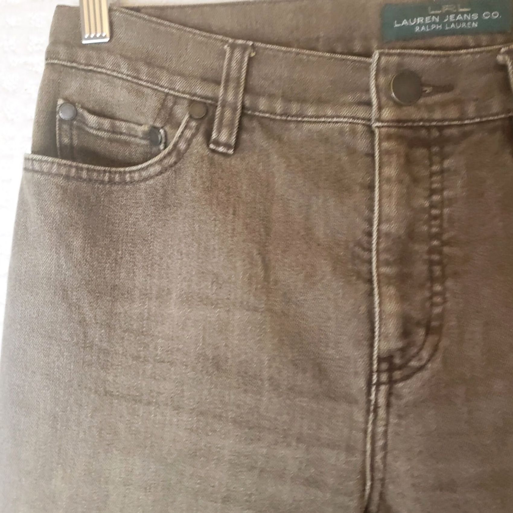 Ralph Lauren Lauren Jean Co. Jeans Brown Denim 30x30 5-Pocket Zip Button Logo Classic Straight Womens Size 4 Distressed No N/A Size 27" / US 4 / IT 40 - 5 Thumbnail