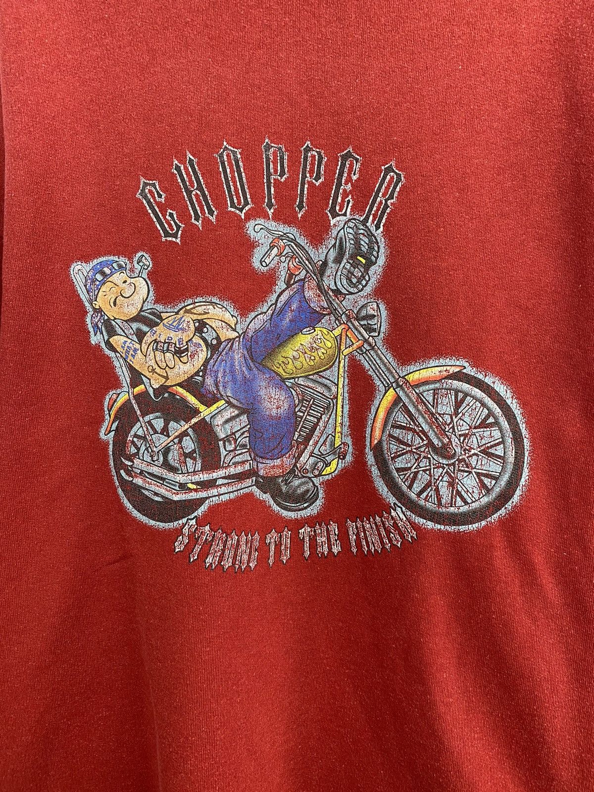 West Coast Choppers 🇺🇸 Vintage 80s Popeye Chopper Strong To The Finish Sweatshirt Size US XXL / EU 58 / 5 - 4 Thumbnail
