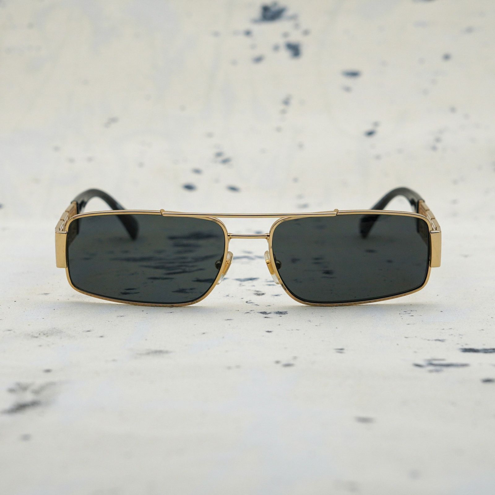 Versace Versace mod 2257 greca logo rectangular gold sunglasses Size ONE SIZE - 2 Thumbnail