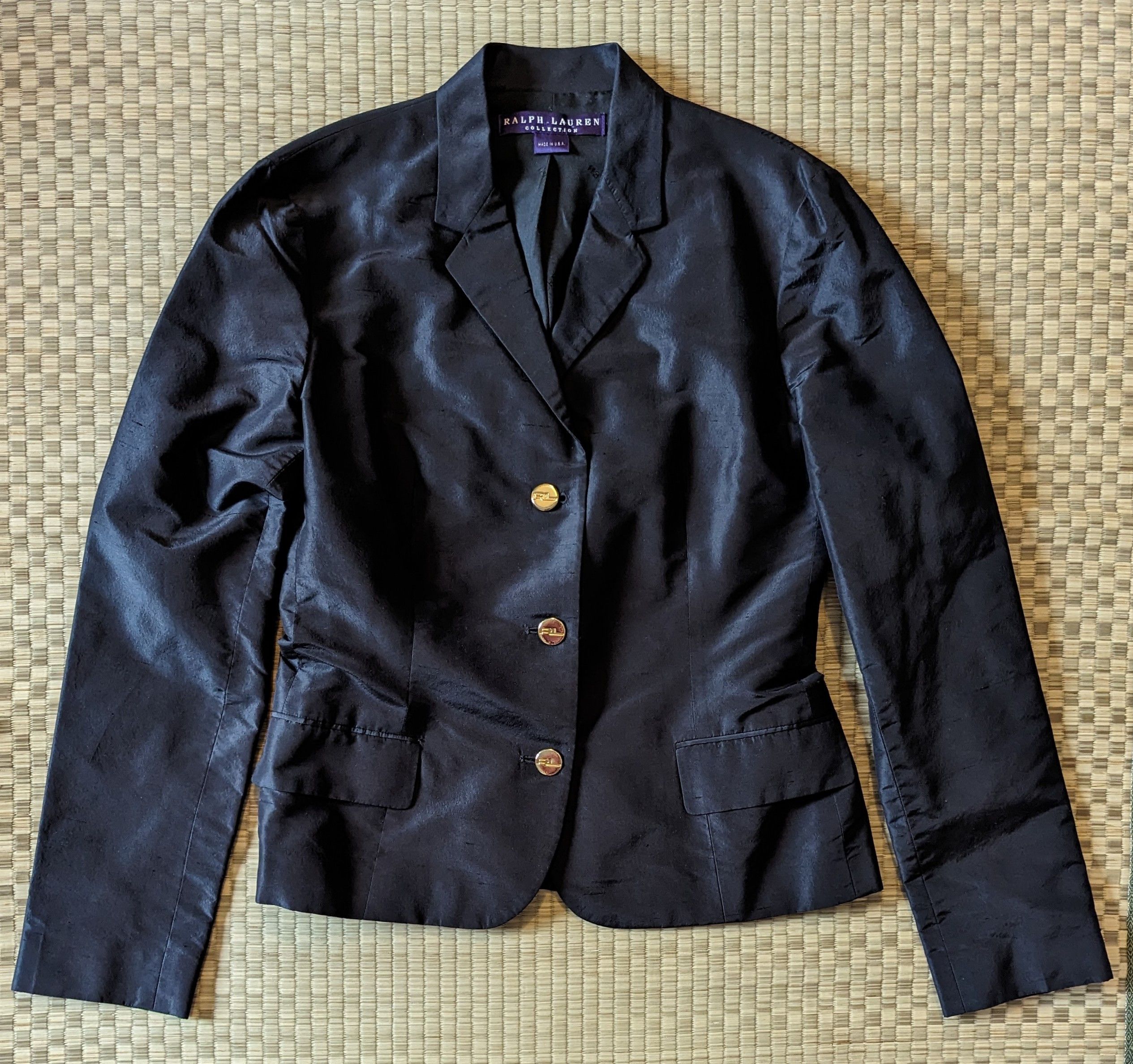 image of Ralph Lauren Purple Label Ralph Laurent Purple Label 100% Silk Blazer Made In Usa in Black, Women's