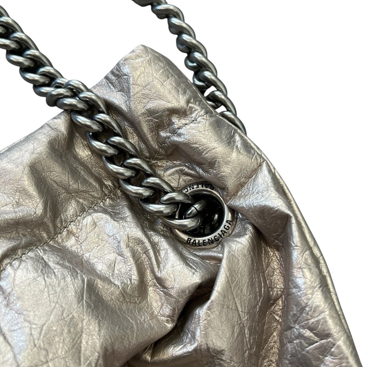 Balenciaga BALENCIAGA Crush Small Chain Shoulder Bag Metallic Silver Size ONE SIZE - 5 Thumbnail