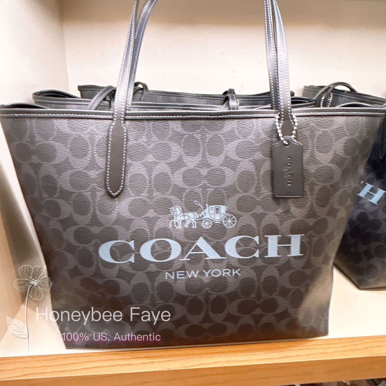 image of Coach City Tote In Signature Canvas in Silver/Denim/Midnight Navy, Women's