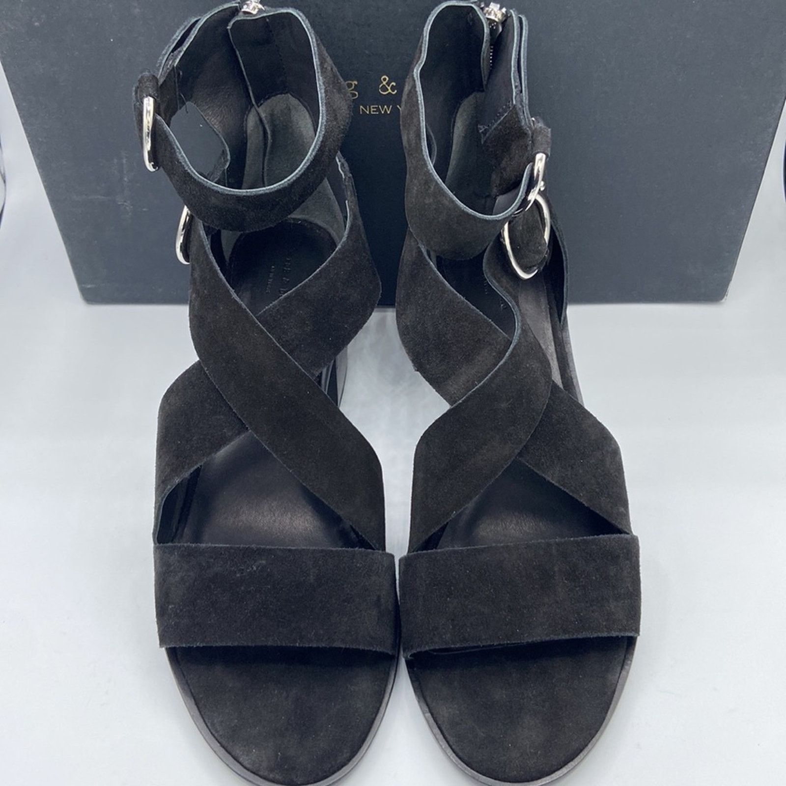 Rag & Bone NEW! rag & bone MARI Black Suede Block Heels Sandals 41/11 Size US 11 / IT 41 - 6 Thumbnail