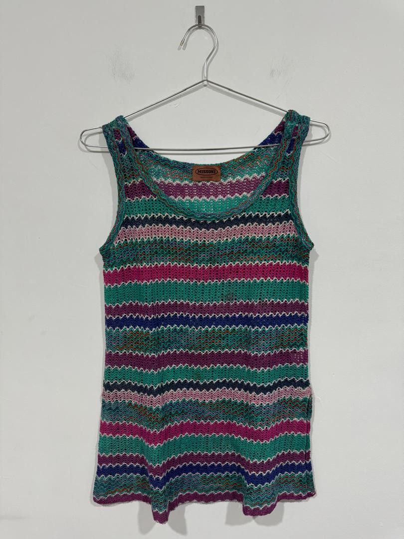 Vintage 80s Missoni Italy Multicolor Knitted Tank Top