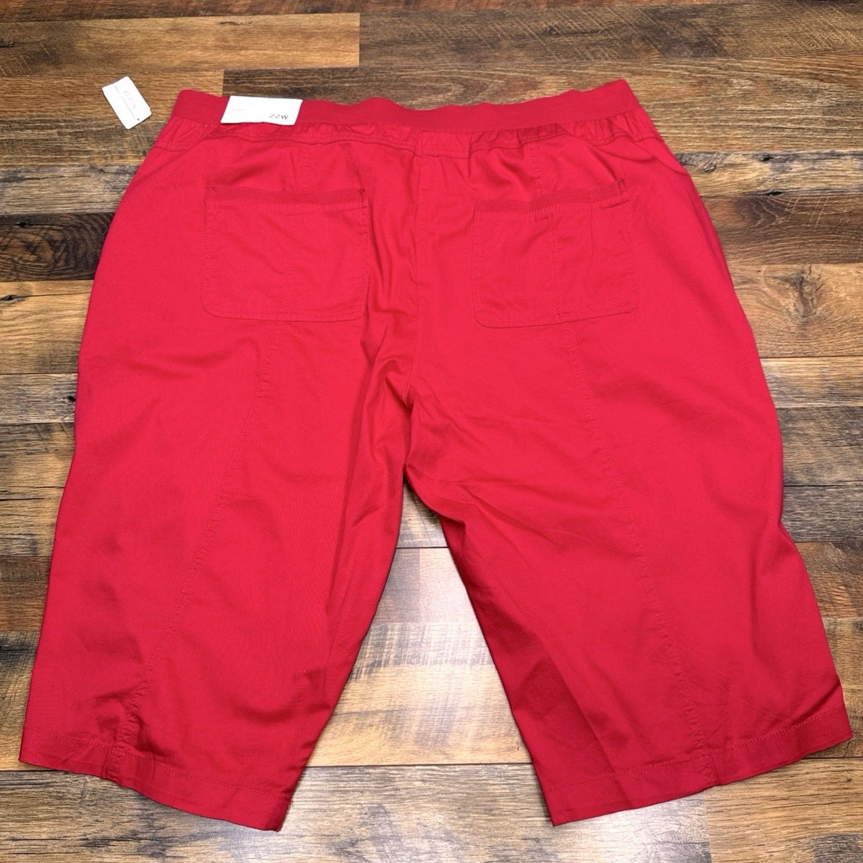 Vintage CJ Banks Capri Pants Womens 22W Red High Rise Knit Cotton Spandex Plus 17in Inseam Straight Leg NWT Size 40" / US 18 - 2 Thumbnail