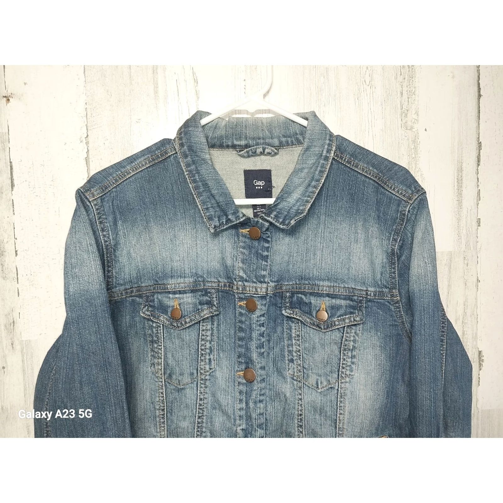 Gap GAP Denim Jacket Women's L Blue Cotton Blend Denim Basic Jacket Button Closure Large Size Regular Size L / US 10 / IT 46 - 3 Thumbnail