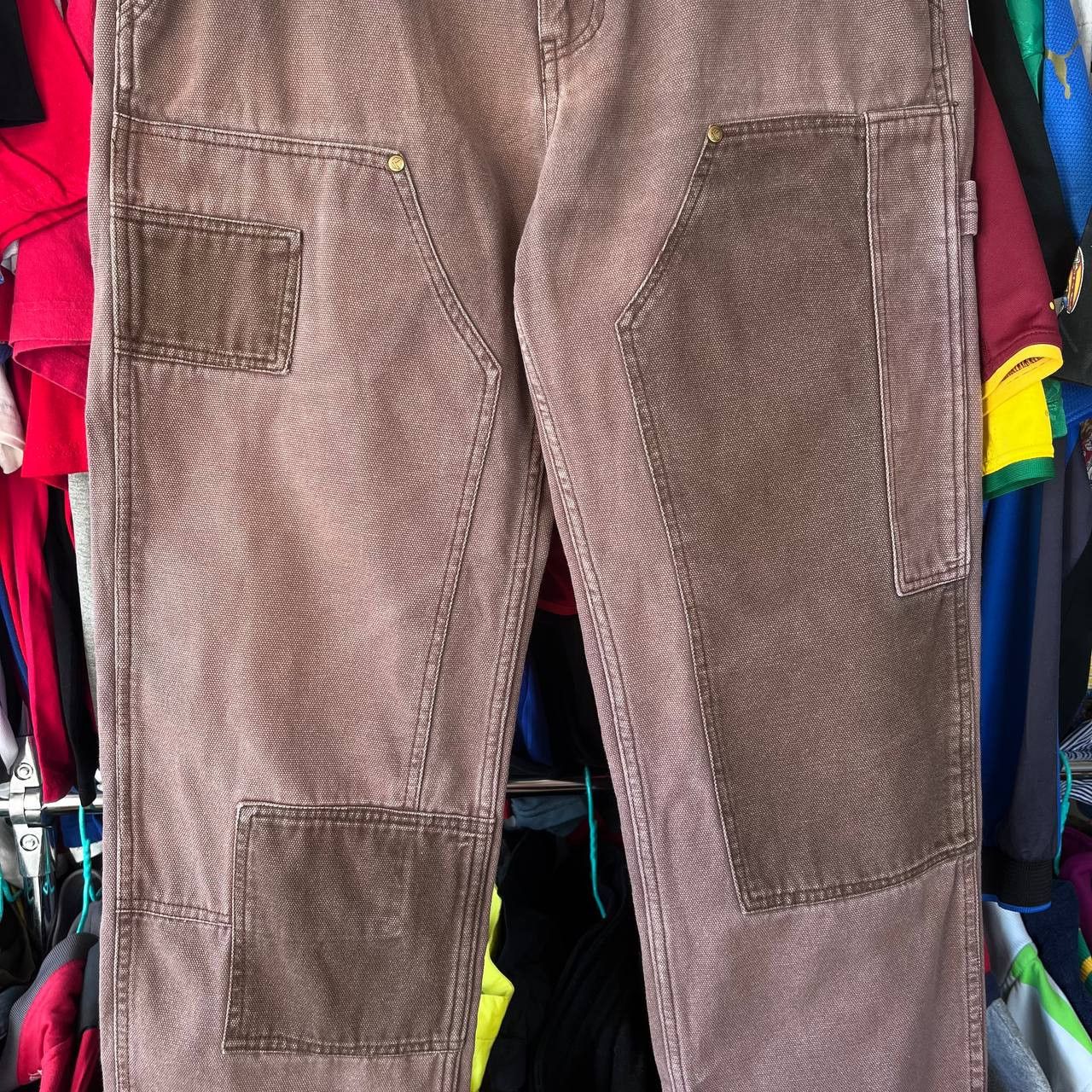 Karl Kani Karl Kani Brown Faded Double Knee Workwear Baggy Denim Pants Size US 34 / EU 50 - 4 Thumbnail