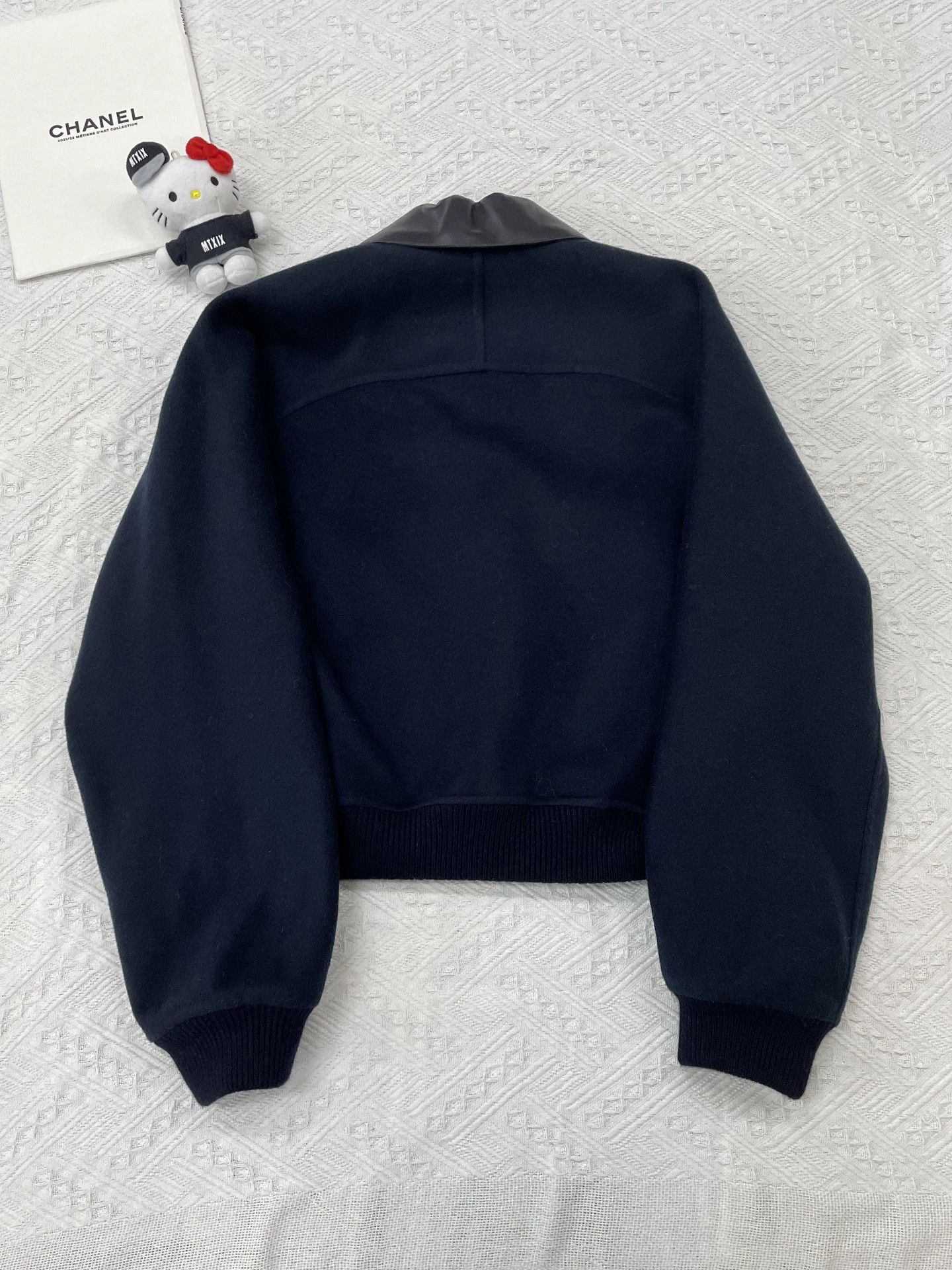 Hermes Hermes 25 SS Navy Blue Leather Panel Cashmere Jacket FR38 Size S / US 4 / IT 40 - 2 Thumbnail