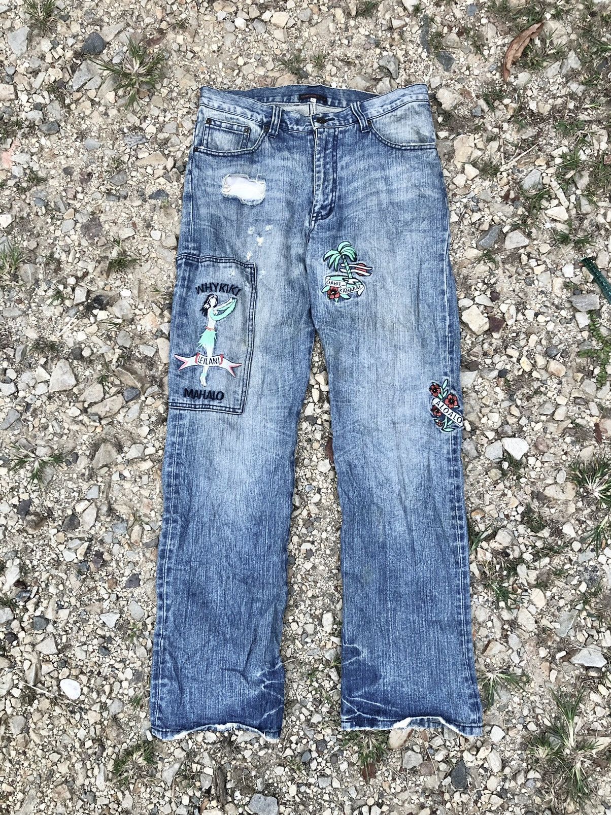 Hypebeast WIDE LEG⚡️⚡️HAWAIIAN STYLE DENIM BY EXHIBITIONIST Size US 32 / EU 48 - 1 Thumbnail