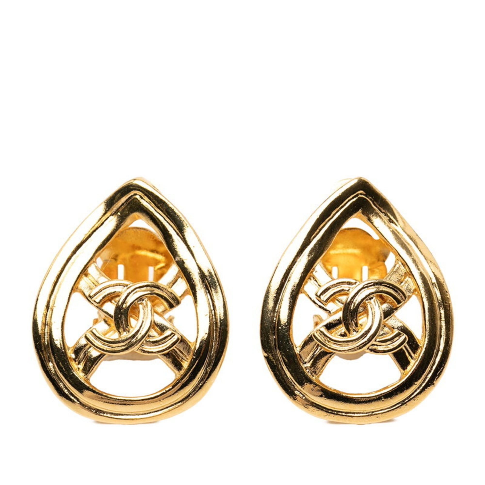 Chanel CHANEL Coco Mark Earrings, Gold Plated, Women's, Size ONE SIZE - 1 Thumbnail