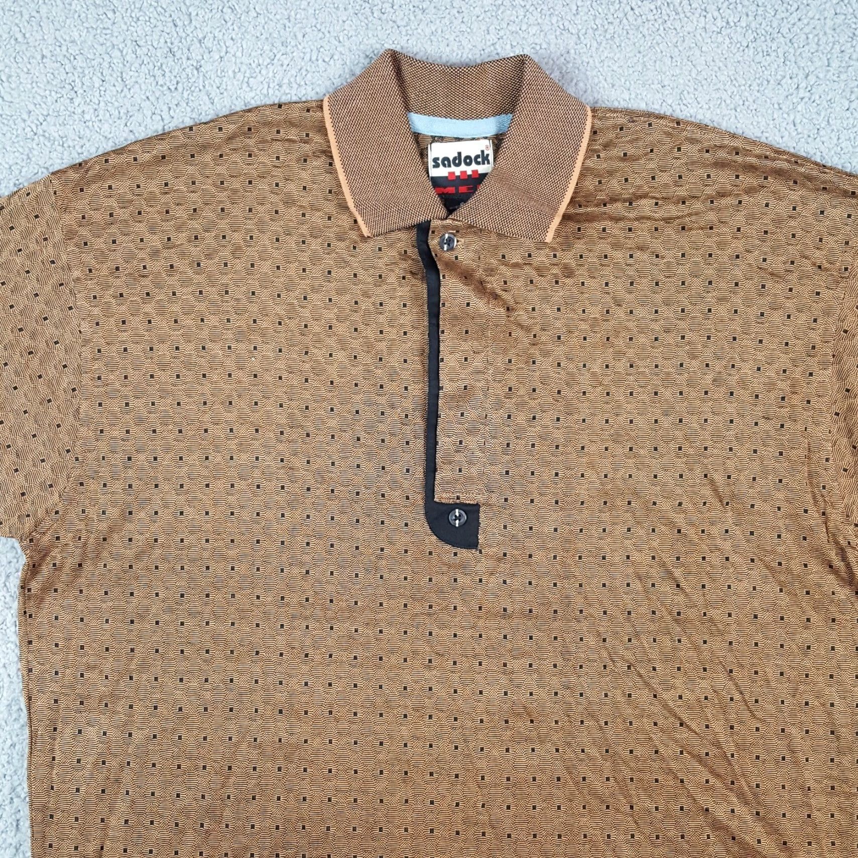 Vintage VINTAGE Sadock Polo Shirt Men S Geometric Cotton 90s Preppy Casual Summer Size 36R - 2 Thumbnail