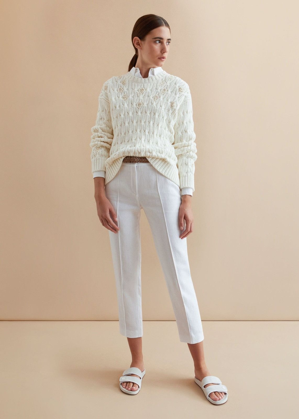Loro Piana o1srvl11e1224 Valencia Crewneck Sweater in Off White Size XS / US 0-2 / IT 36-38 - 2 Thumbnail