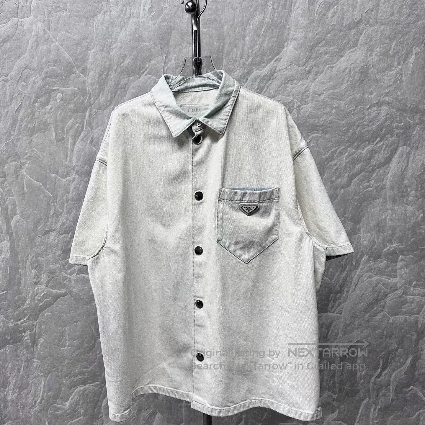 Prada prada washed pocket triangle denim short sleeve shirt. Size US XL / EU 56 / 4 - 1 Thumbnail