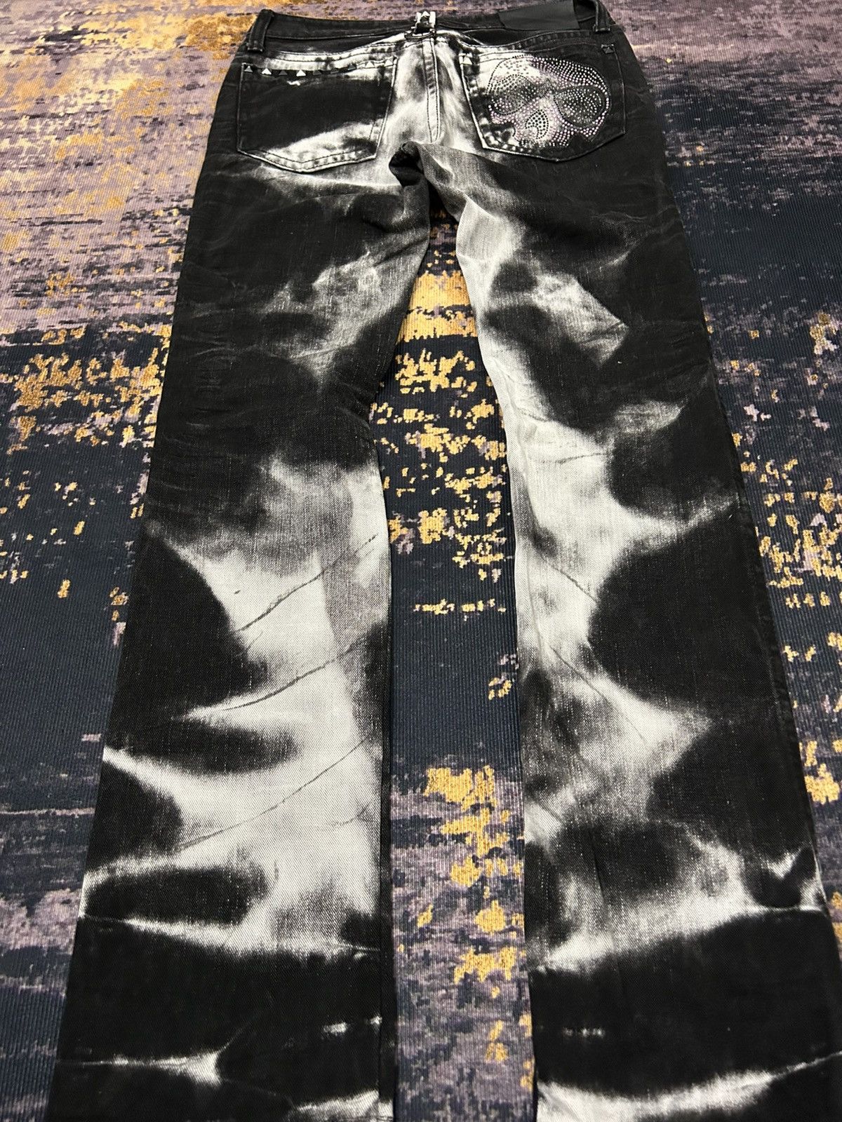 Tornado Mart Xfrm Skull Swarovski Clawmark Studded Jeans Size US 31 - 6 Thumbnail