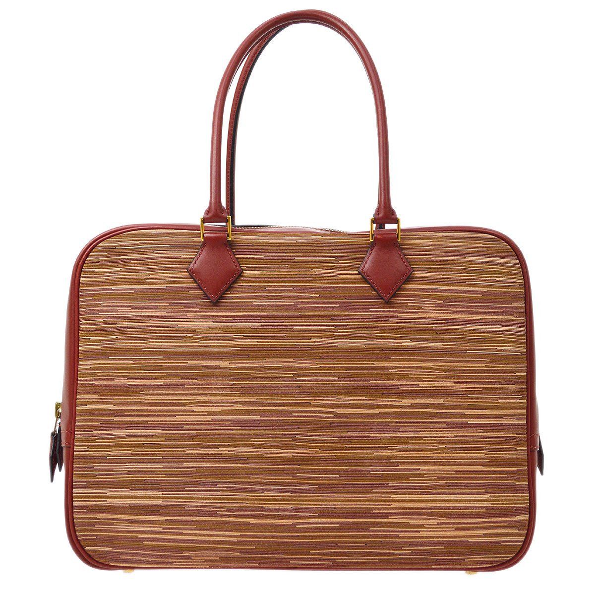 image of Hermes 2002 Plume 32 Hand Bag Rouge H Vibrato Box Calf 82694 in Black, Women's