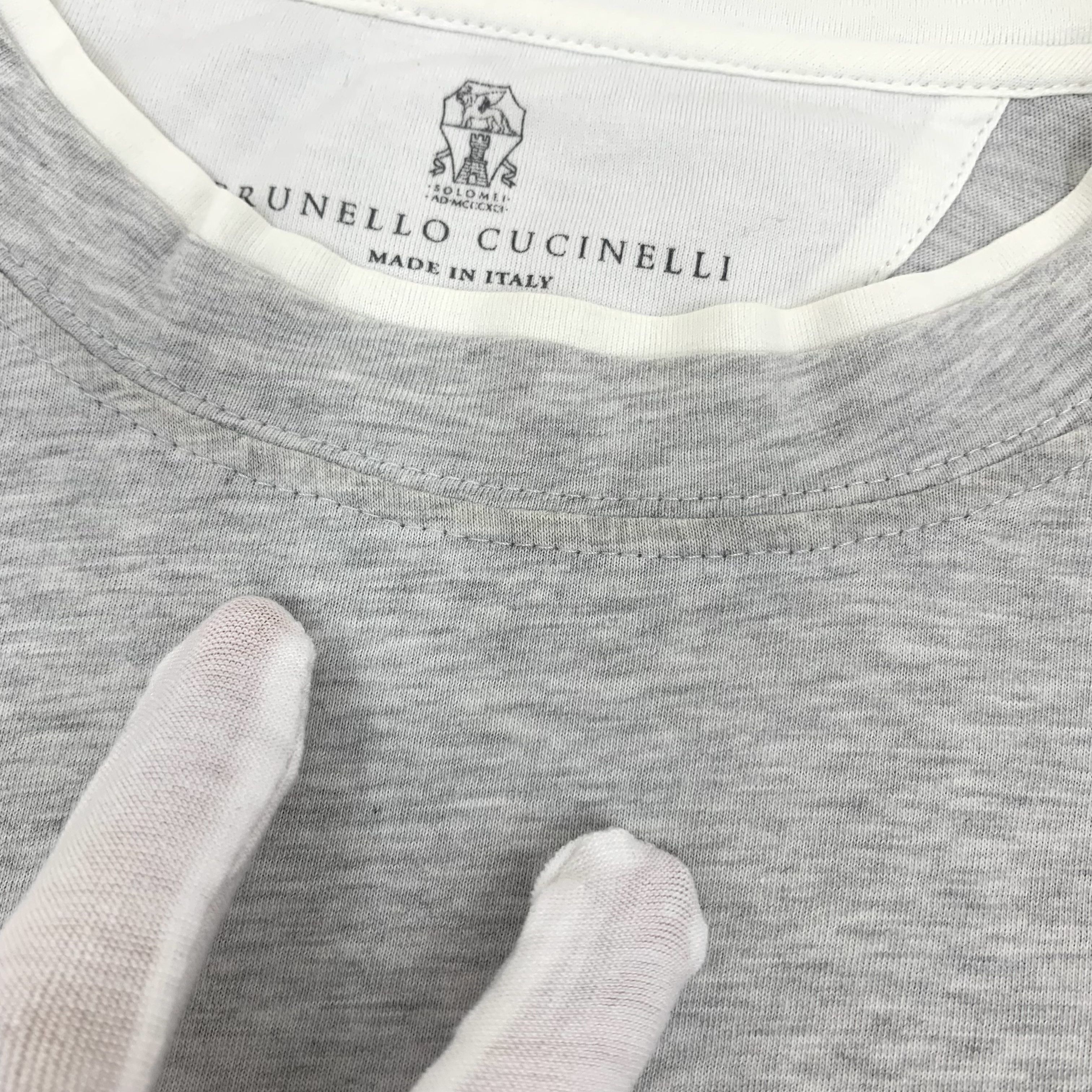 Brunello Cucinelli Brunello Cucinelli Grey Cotton T-Shirt (Size L) Size US L / EU 52-54 / 3 - 3 Thumbnail