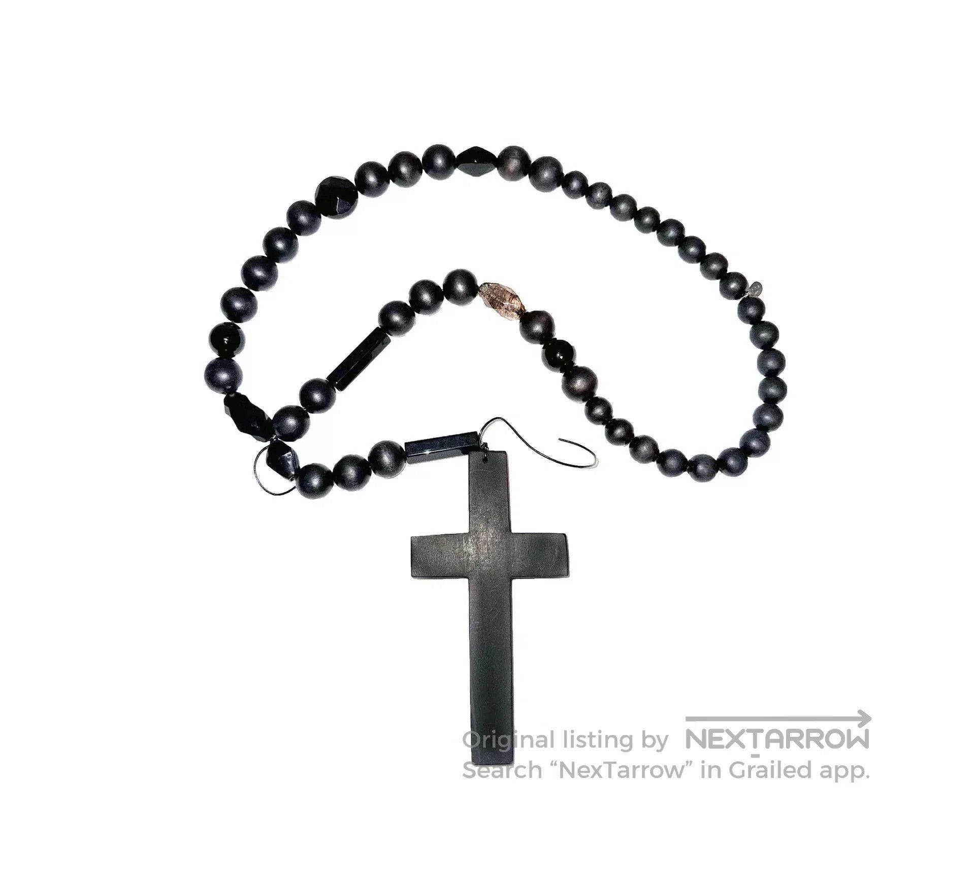 Number (N)ine Handmade Black Wooden Cross Necklace. Size ONE SIZE - 2 Thumbnail
