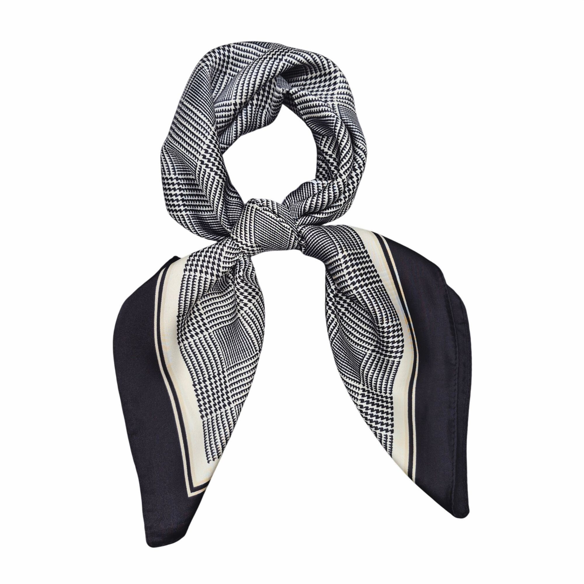 Other ✨Luxurious Chic Silky Square Scarf Black & White Houndstooth Size ONE SIZE - 3 Thumbnail