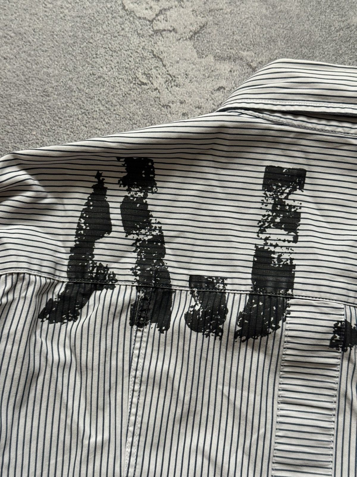 Armani × Vintage Armani Jeans M striped big logo shirt polo long sleeve buton Size US M / EU 48-50 / 2 - 6 Thumbnail