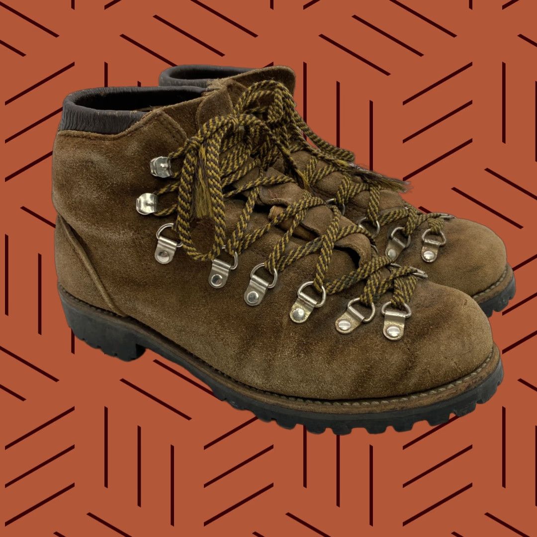 Vibram VINTAGE VASQUE VOYAGEUR BROWN SUEDE MOUNTAINEERING BOOTS 7.5 N VIBRAM 1970s Womens Size US 8 / IT 38 - 1 Thumbnail
