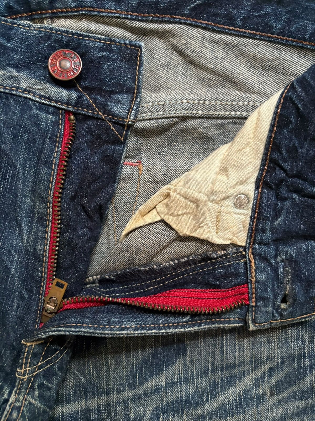 Edwin × Japanese Brand Vintage Japanese Edwin 503 Rusty Mud Wash Loose Jeans Size US 35 - 9 Thumbnail