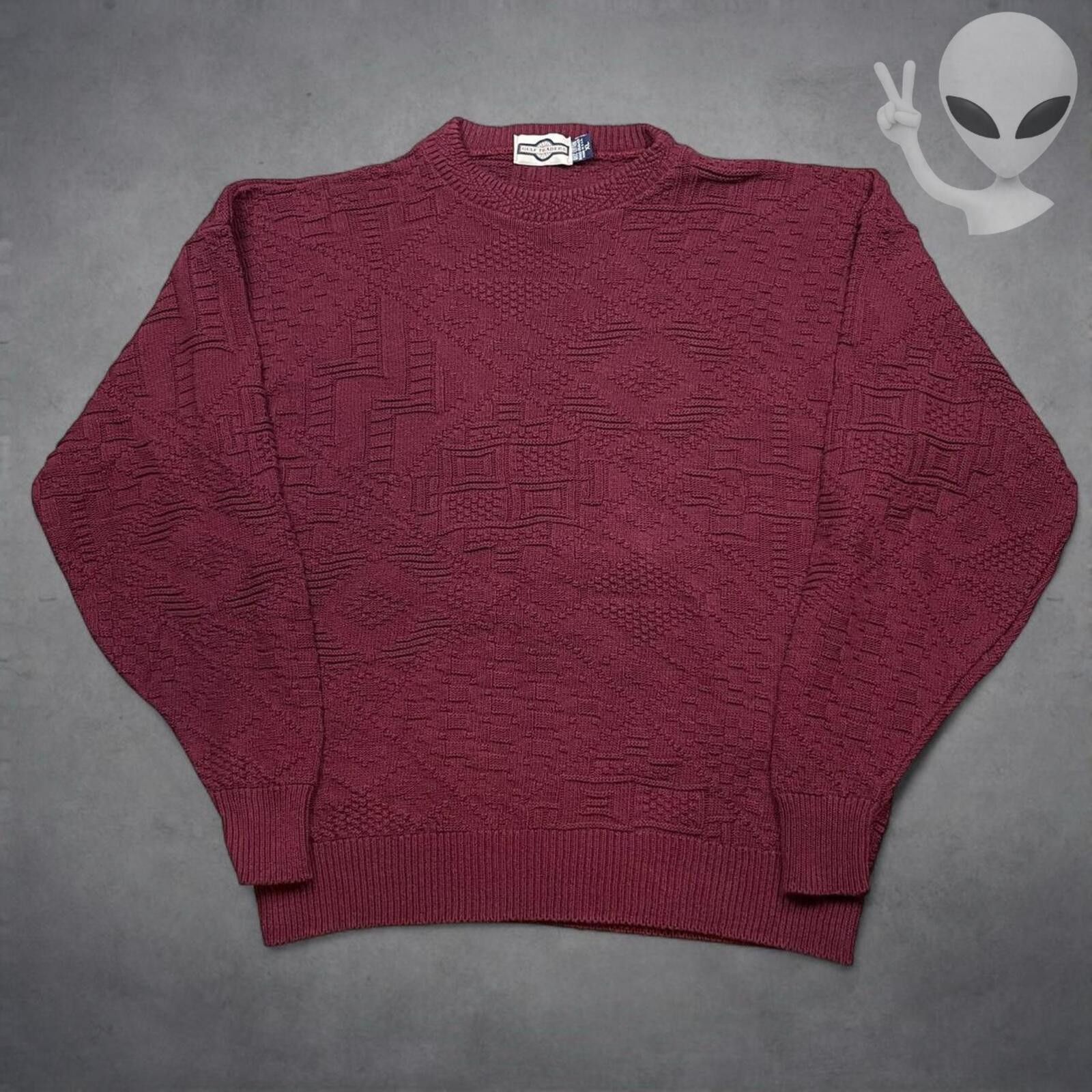 Other Knit Sweater XL Burgundy Textured 80s Hand Framed USA Size US XL / EU 56 / 4 - 2 Thumbnail