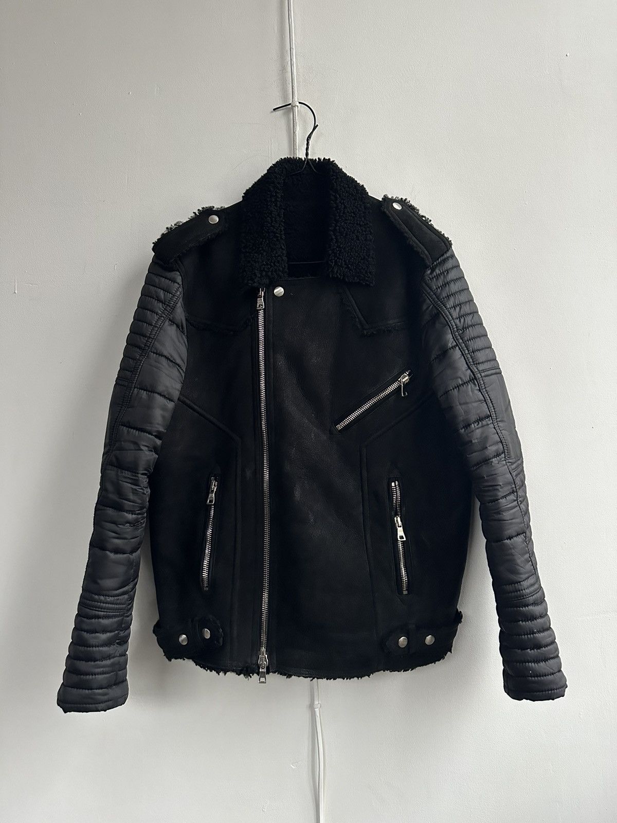 Balmain Shearling Biker Jacket in Black Size US L / EU 52-54 / 3 - 15 Thumbnail
