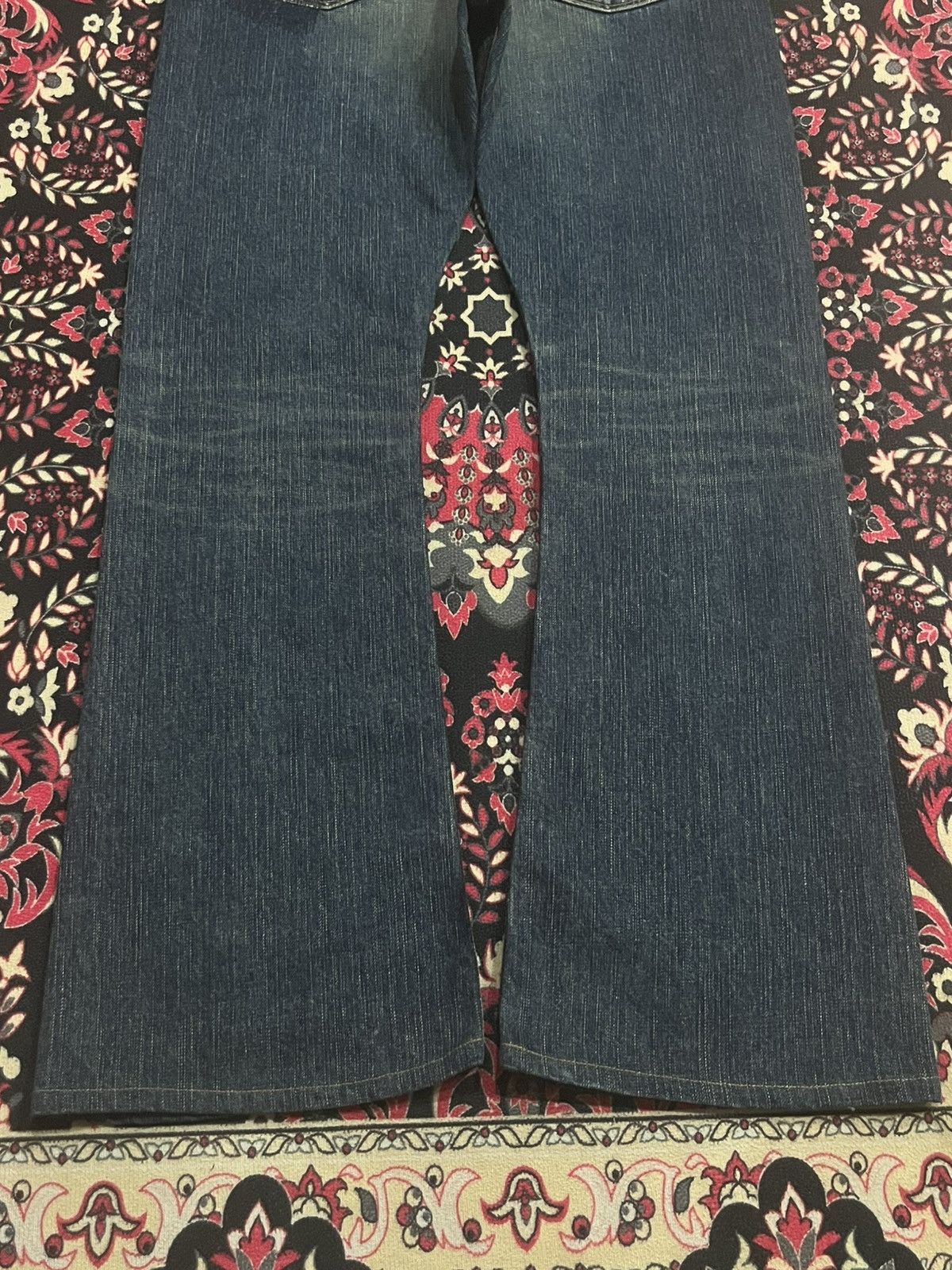 Tornado Mart Vintage Japan Edwin Miss 503 Dark Blue Distressed Flare Jean Size 31" - 12 Thumbnail