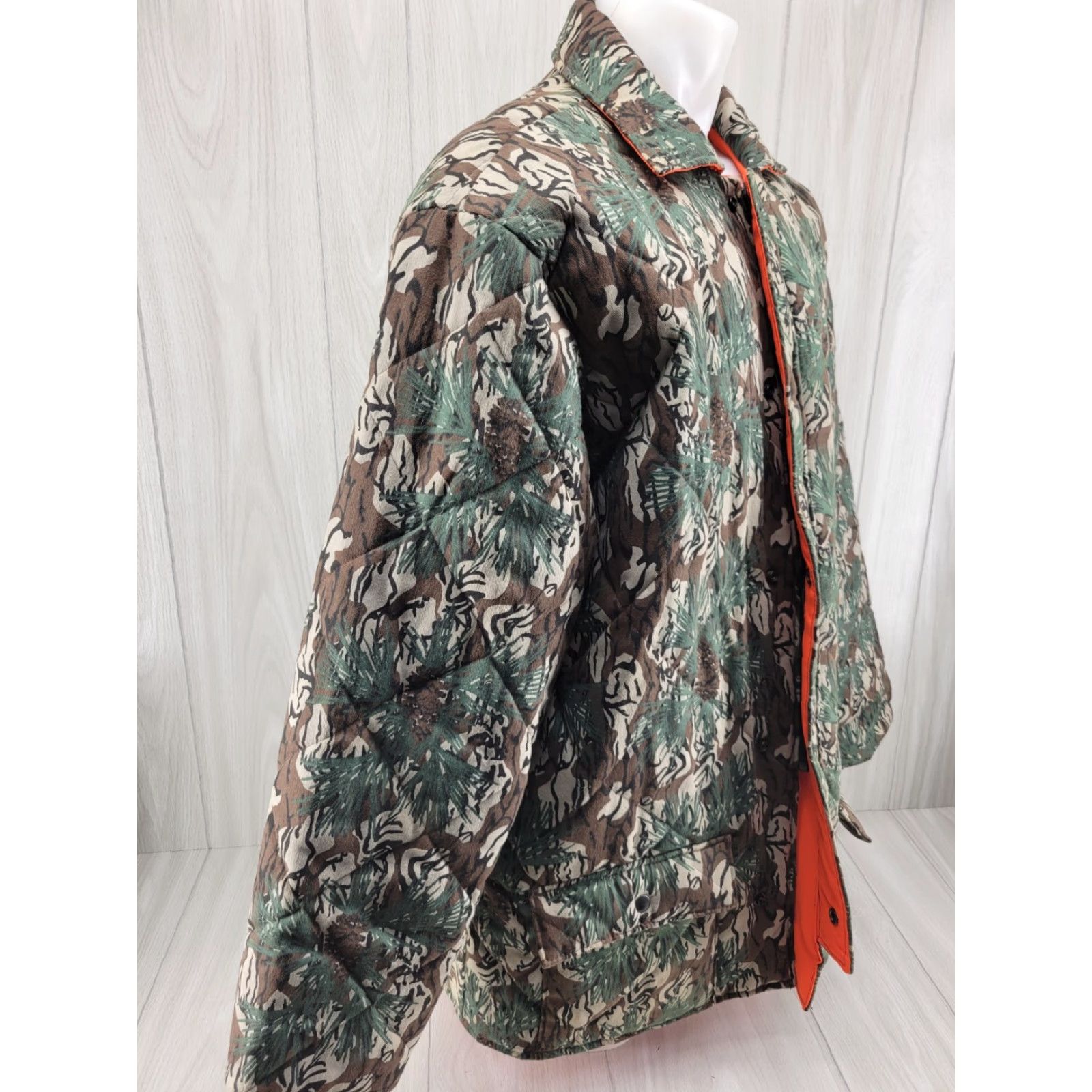 Vintage VINTAGE Pine Woods Natural Camo Blaze Orange Jacket USA Size XL Men Parka jacket Size US XL / EU 56 / 4 - 4 Thumbnail