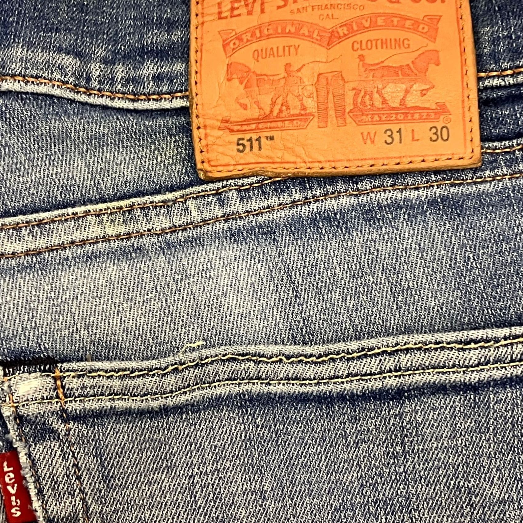 Levi's Levi'S Jeans Mens 31 31W 30L Blue Slim Straight Fit Stretch Denim Red Tab Size US 31 - 7 Thumbnail