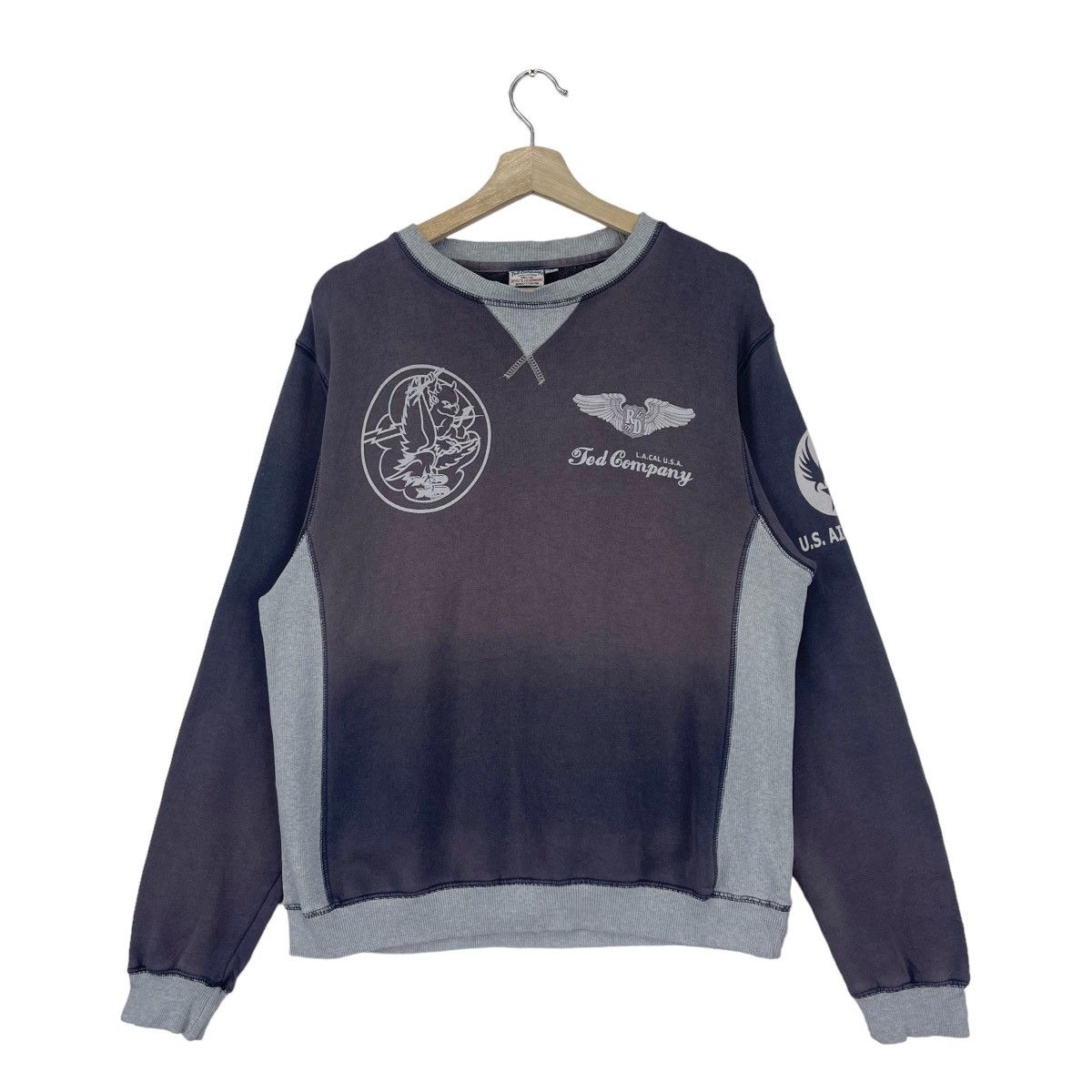 Tedman × Vintage Devil Air Force Black Faded Sweatshirt Size US M / EU 48-50 / 2 - 2 Thumbnail