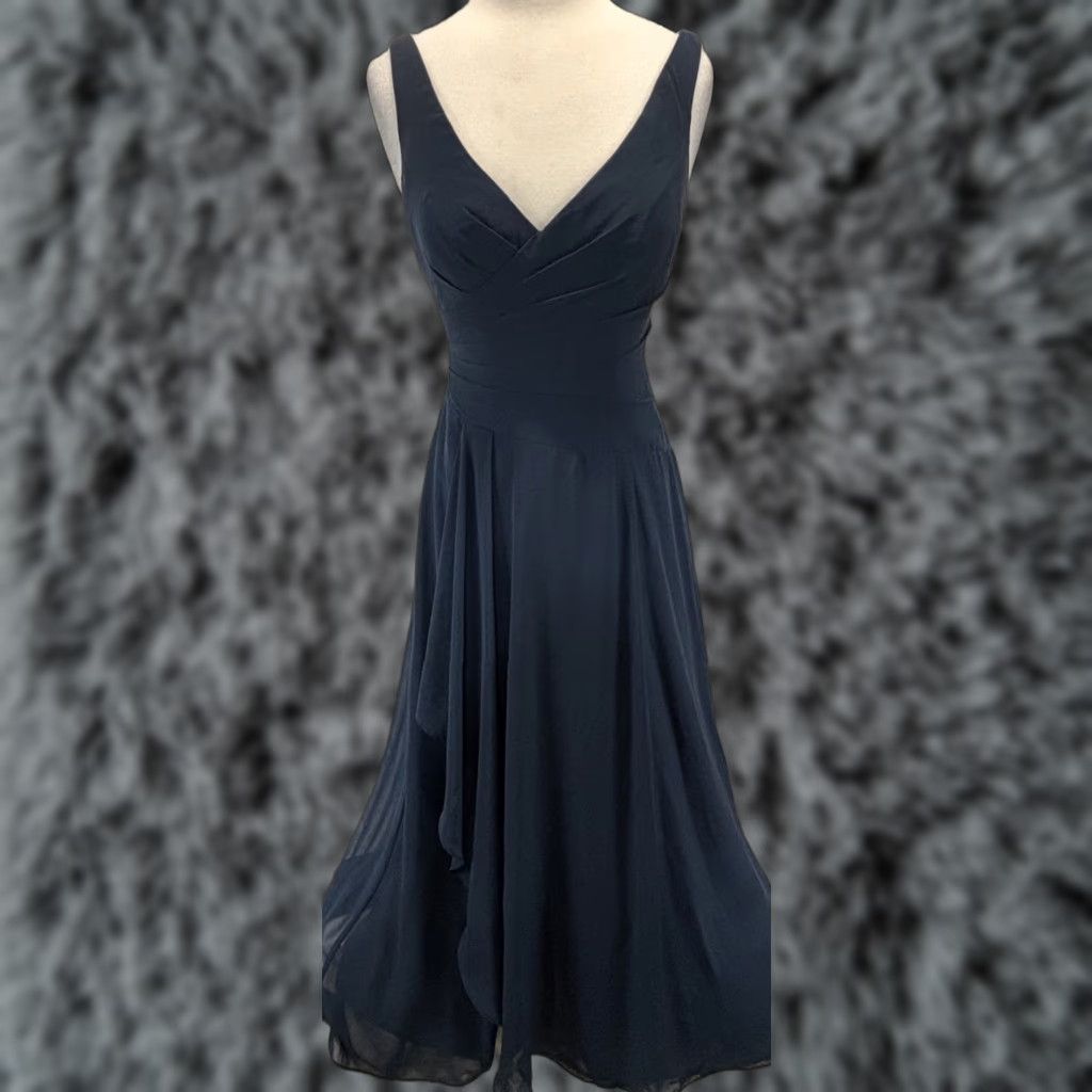 Vintage VINTAGE Azazie Bridesmaid Dress Gown Sleeveless Chiffon Evening Navy Small Women Size ONE SIZE - 1 Thumbnail