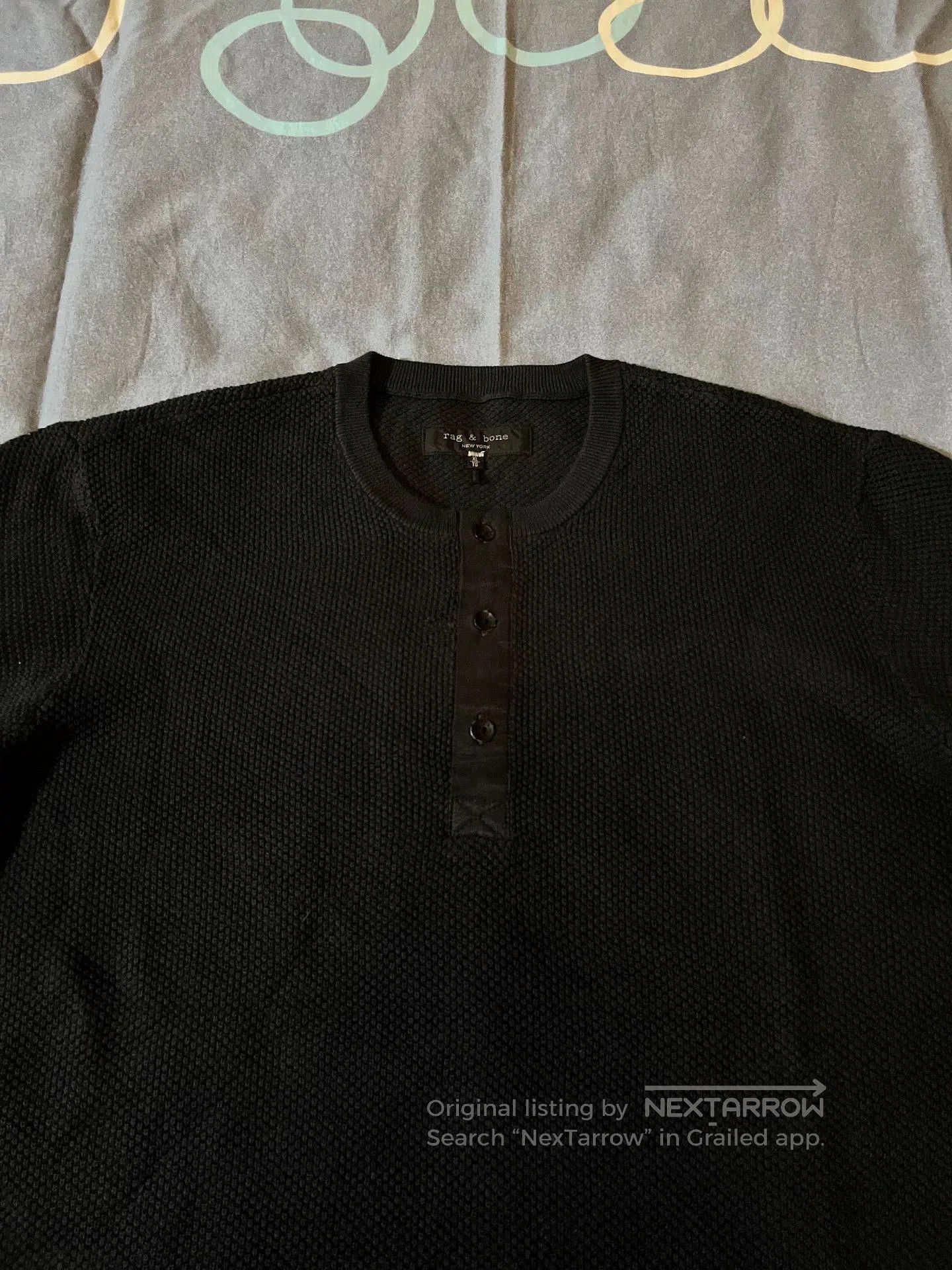 Rag & Bone classic henley waffle knit pullover sweater. Size US XL / EU 56 / 4 - 2 Thumbnail