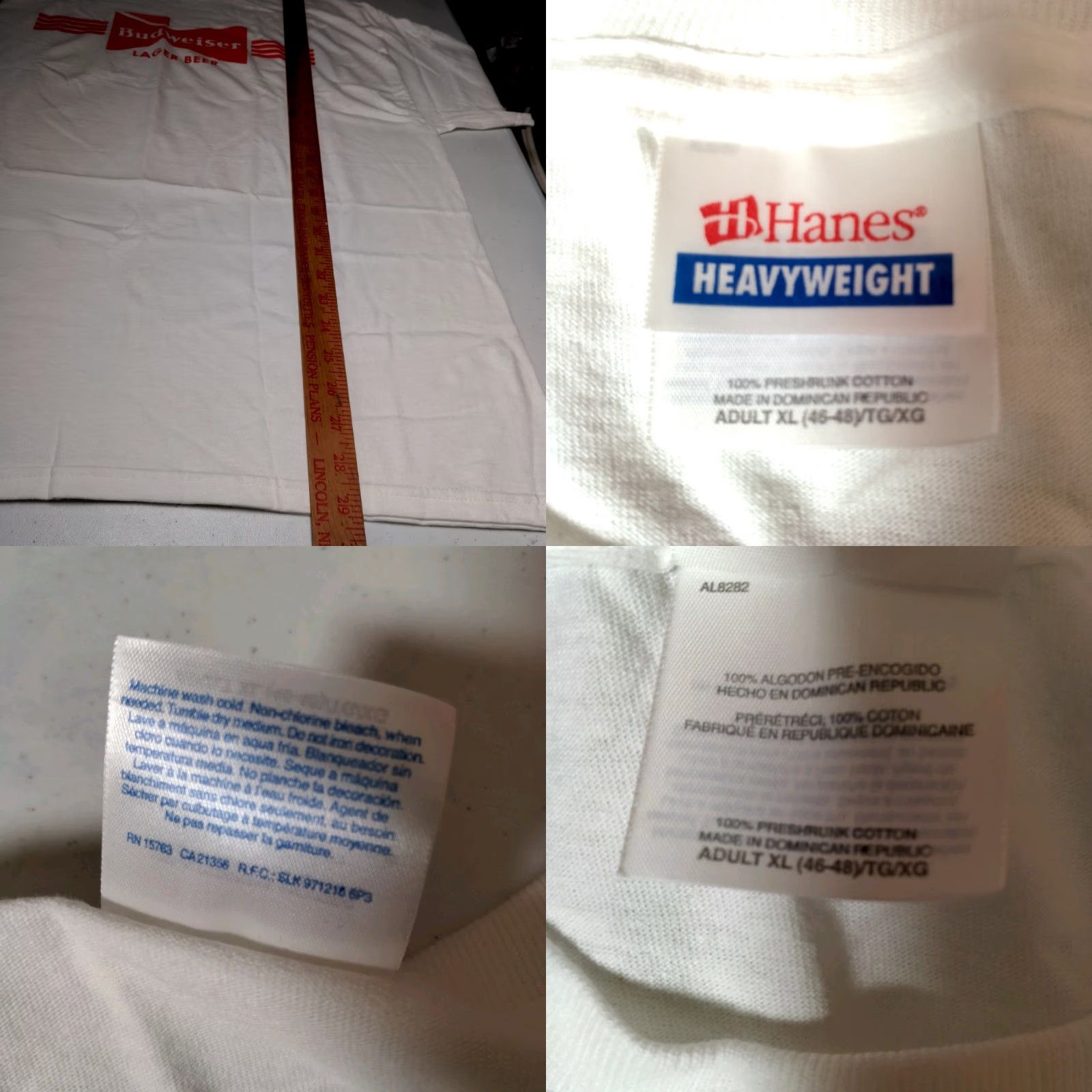 Hanes VINTAGE Budweiser Lager Beer Shirt Men XL White Red Graphic Promo READ Size US XL / EU 56 / 4 - 8 Thumbnail