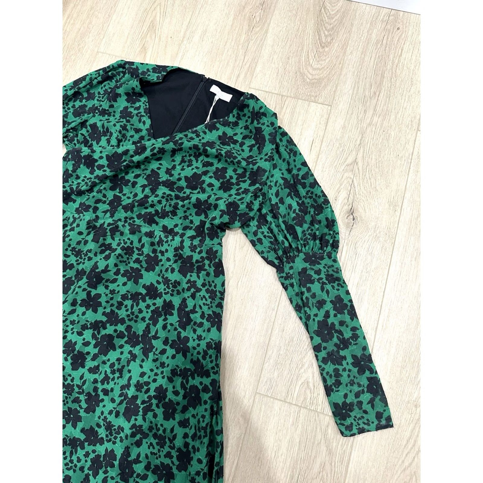 Vintage Pearl By Lela Rose Womens Emerald Floral Jacquard Asymmetrical MIDI Dress 12 Size XL / US 12-14 / IT 48-50 - 4 Thumbnail