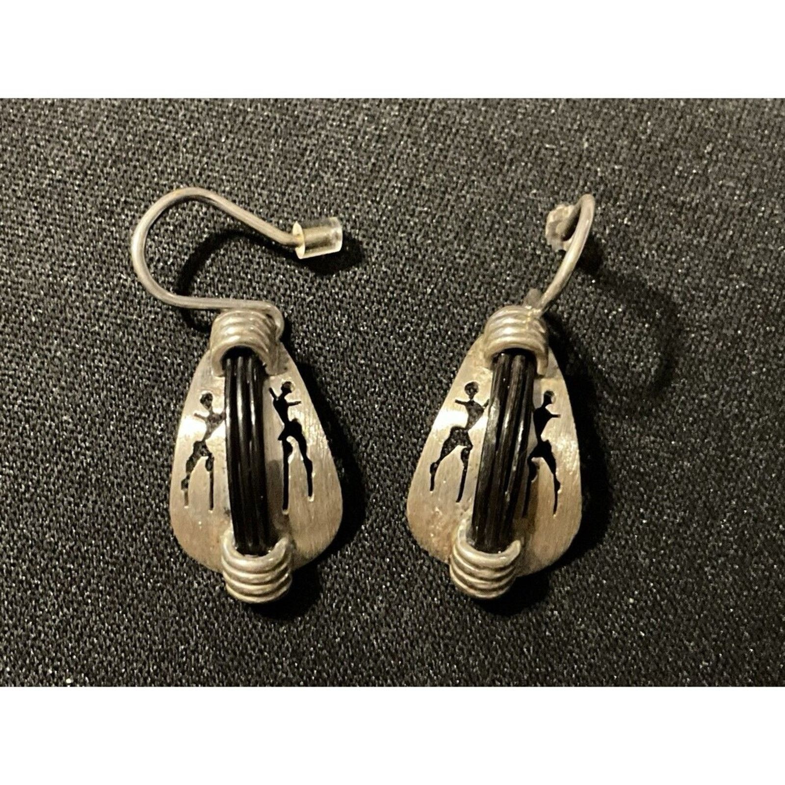 Other 925 Post Fish Hook Vintage Native Laser Leather Accent Size ONE SIZE - 2 Thumbnail