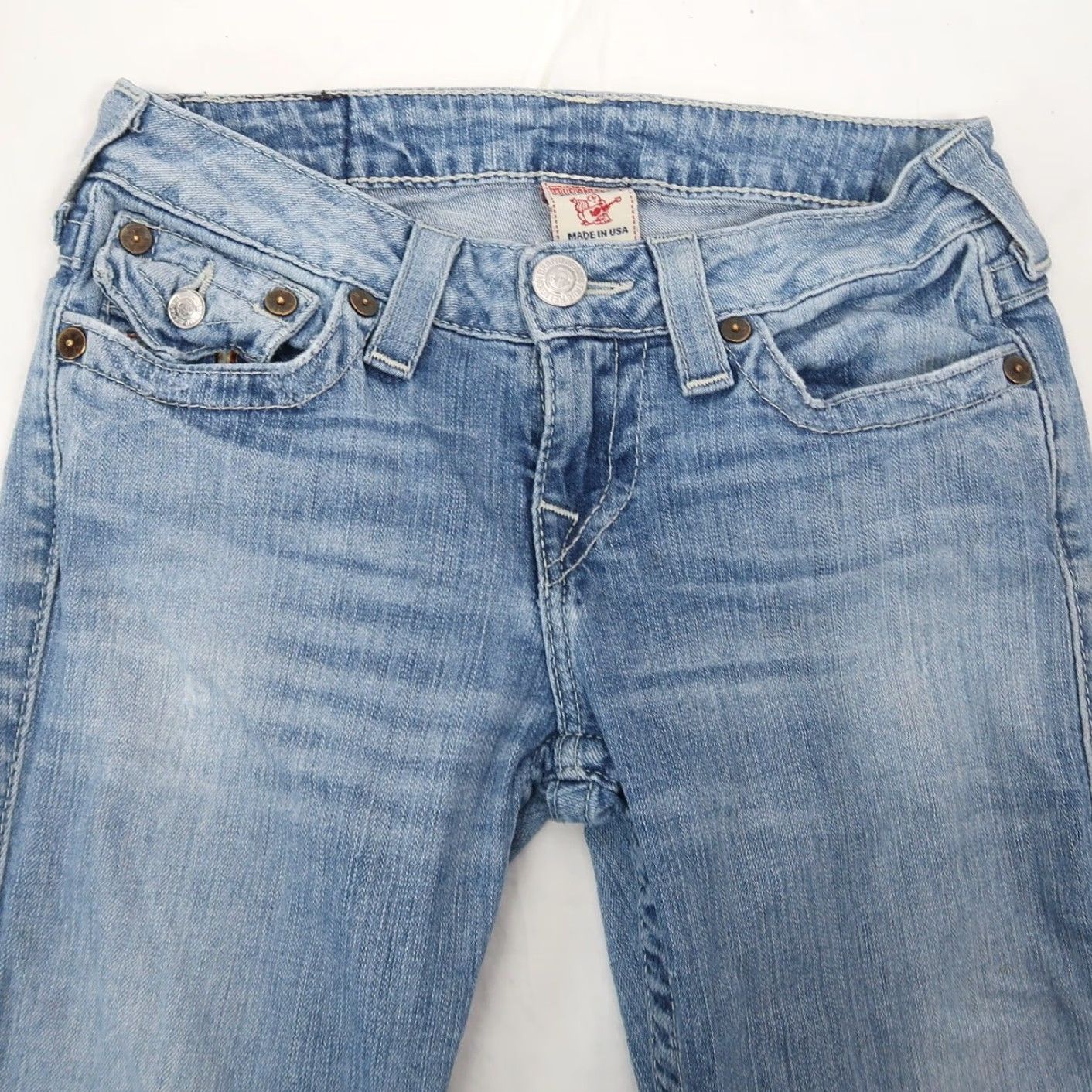 True Religion VINTAGE True Religion Jeans Bootcut 26 Womens Denim Bohemian Rainbow Stitch Low Rise 30in Inseam Size 26" / US 2 / IT 38 - 4 Thumbnail