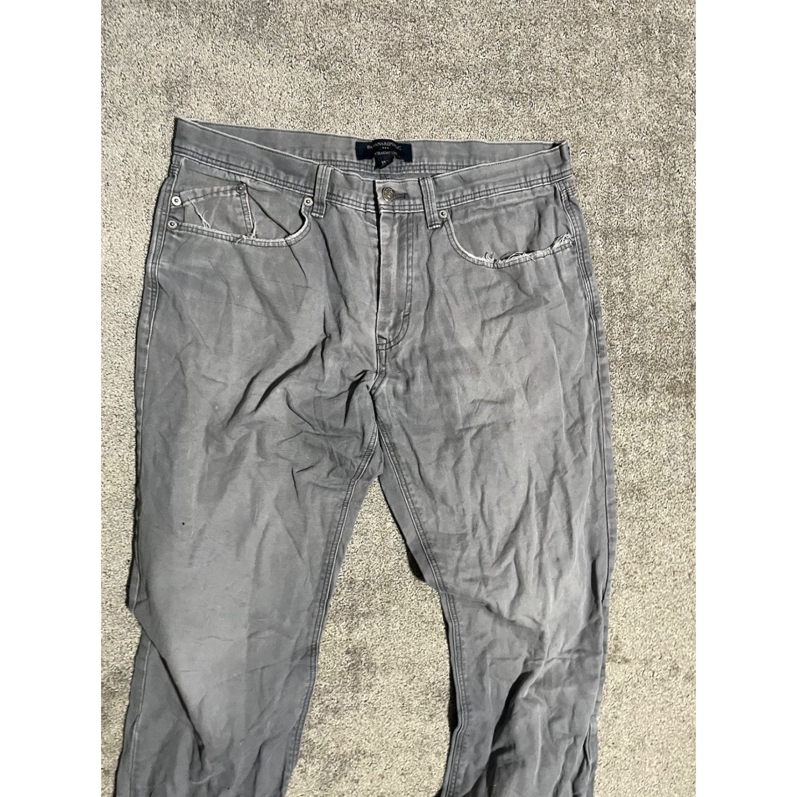 Banana Republic Banana Republic Pants 33x32 Straight Fit Flat Front Cotton Gray Khakis Canvas Size US 33 - 2 Thumbnail