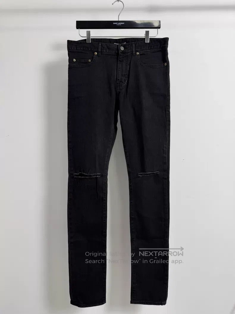 Saint Laurent Paris Saint Laurent Paris Black Distressed Ripped Destroyed Deni Size US 31 - 1 Thumbnail