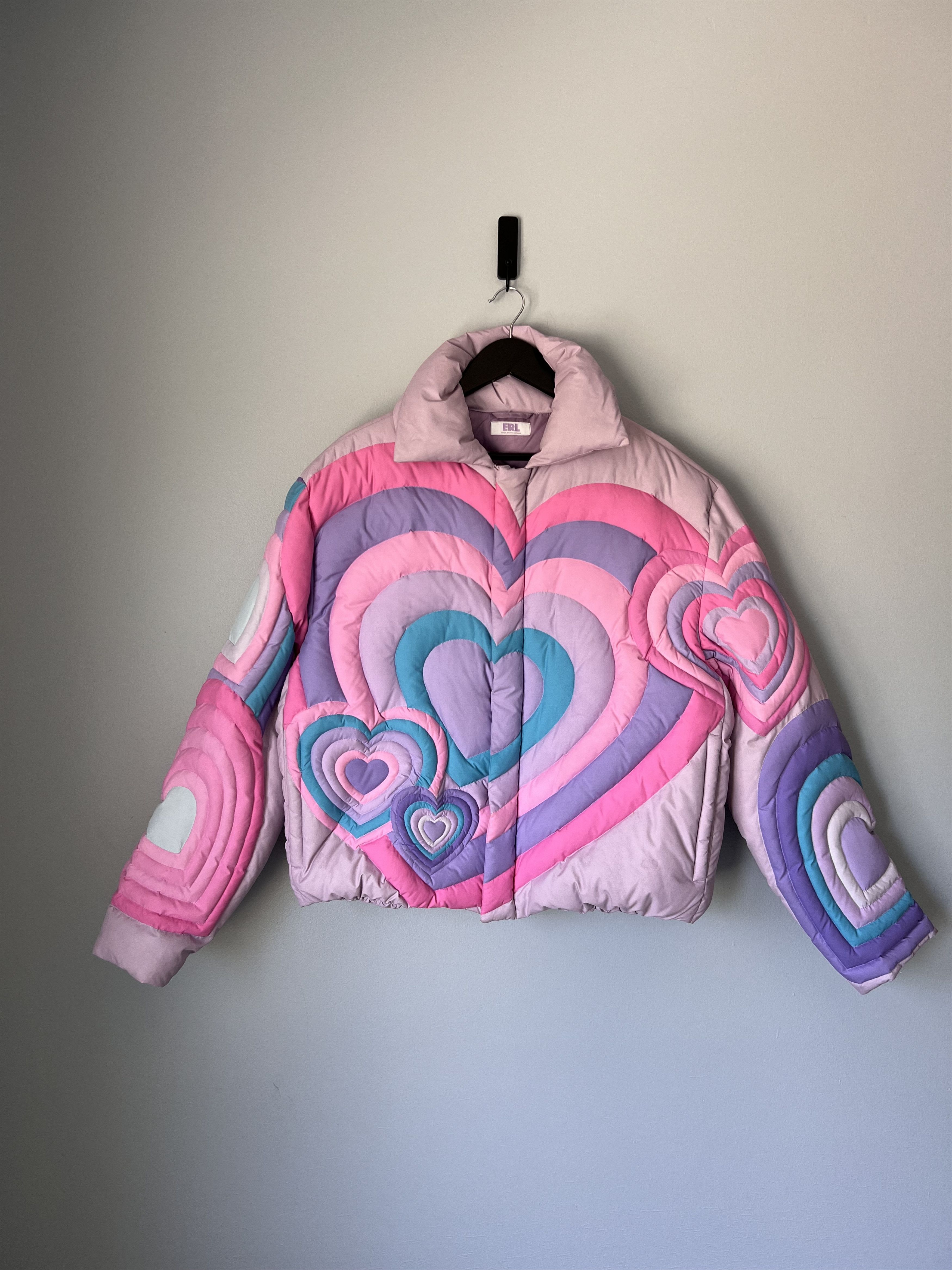 ERL ERL Hearts Puffer Jacket in Pink | Grailed