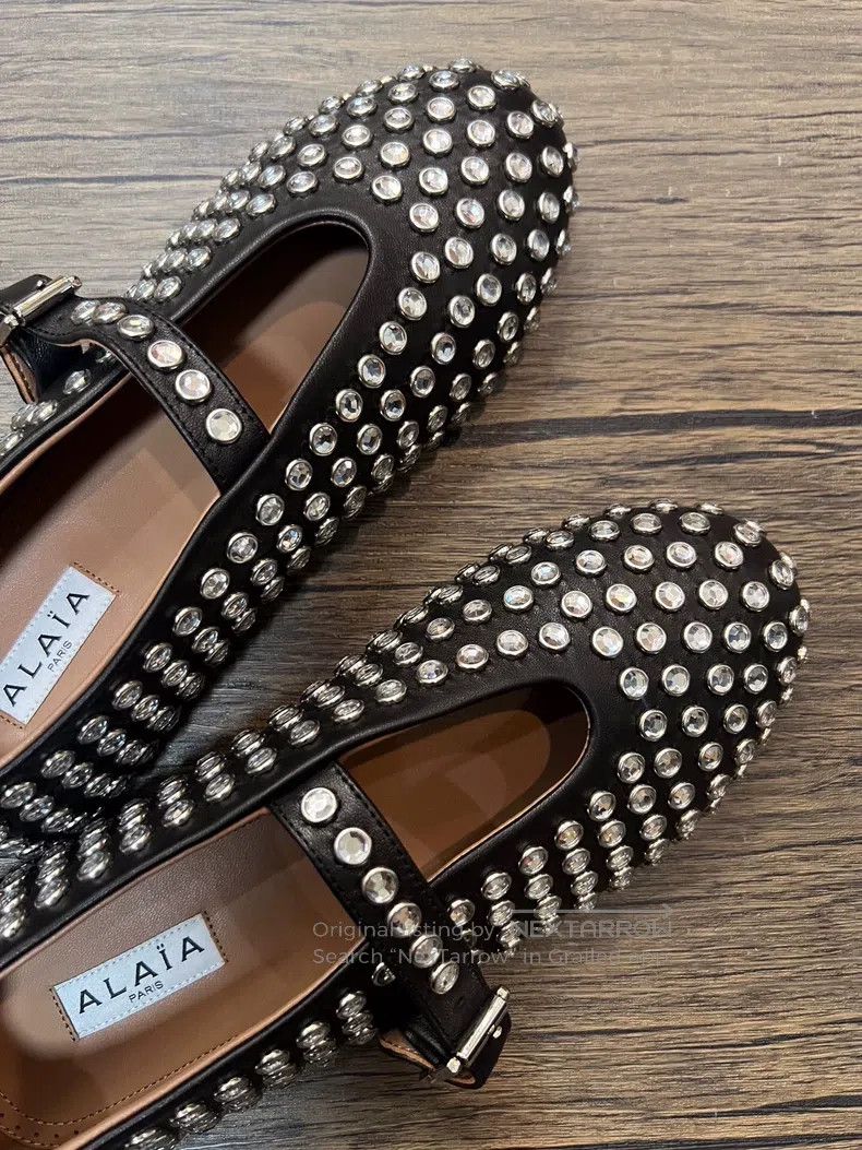 Alaia Alaia Black Crystal Accented Dance Flat Shoes Size US 6.5 / IT 36.5 - 5 Thumbnail