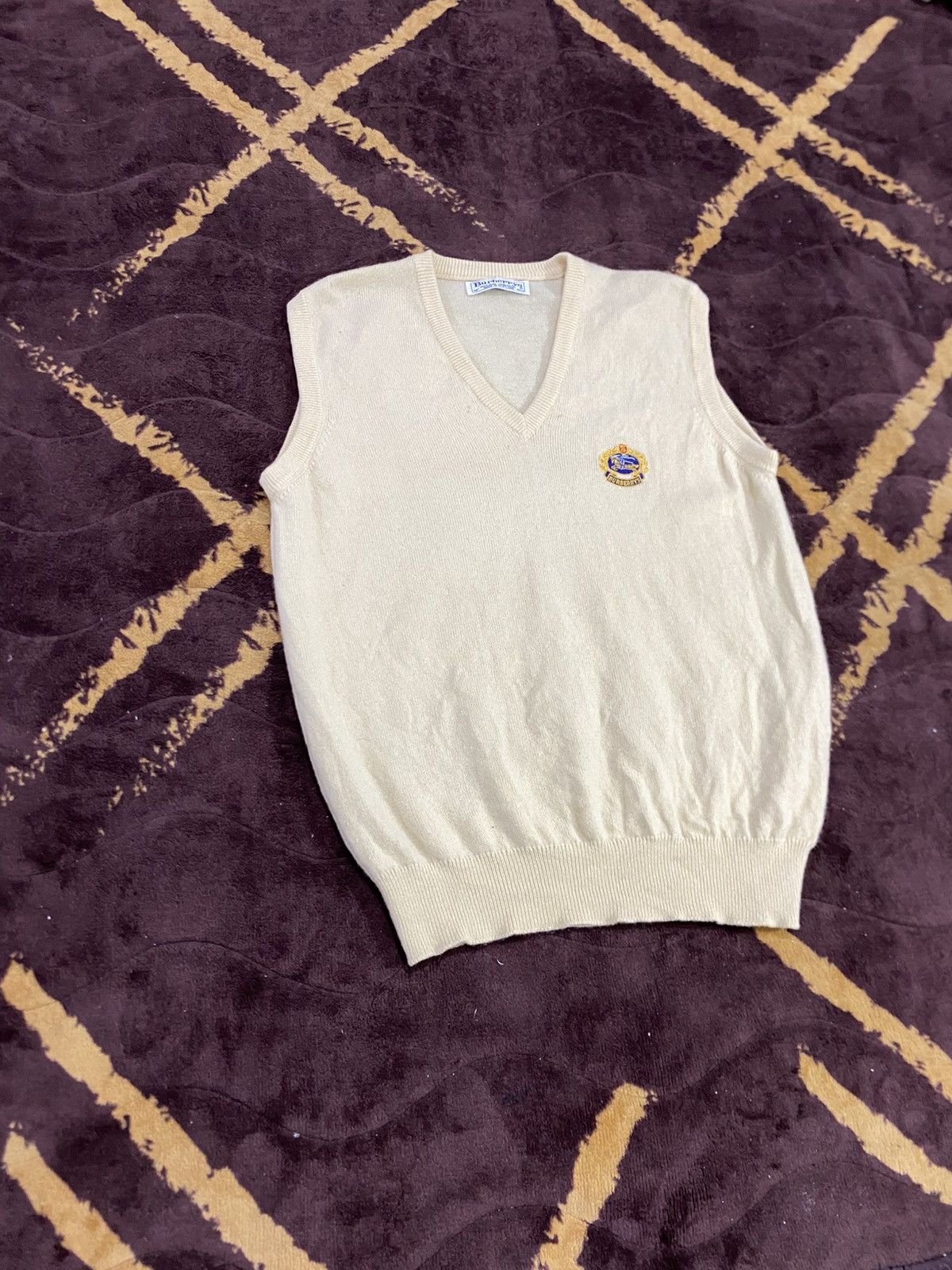 Burberry Burberry Knit Vest Pure Lambswool Logo Yellow Size US M / EU 48-50 / 2 - 2 Thumbnail