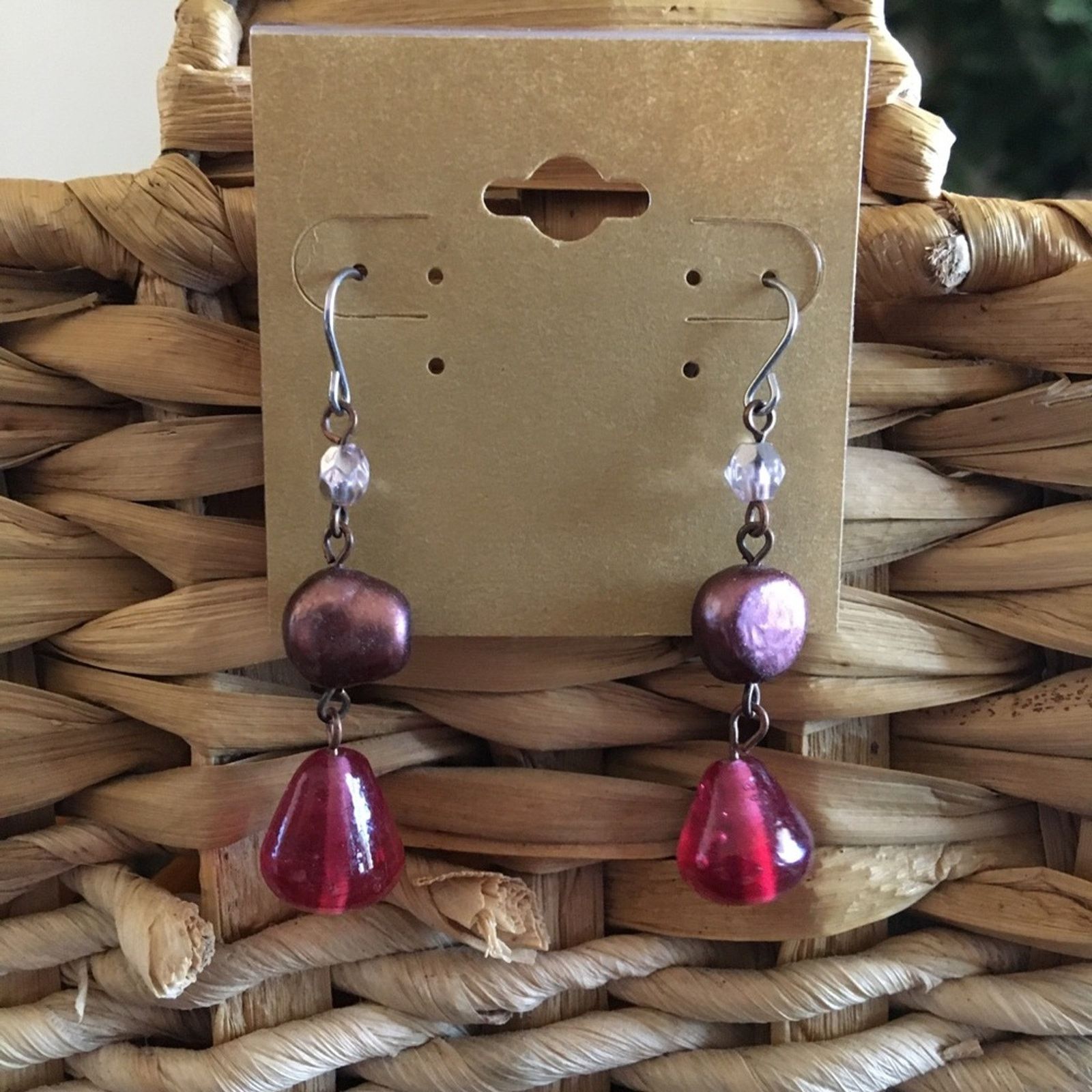 Vintage Vintage repurpose glass stone drop earrings Size ONE SIZE - 1 Thumbnail