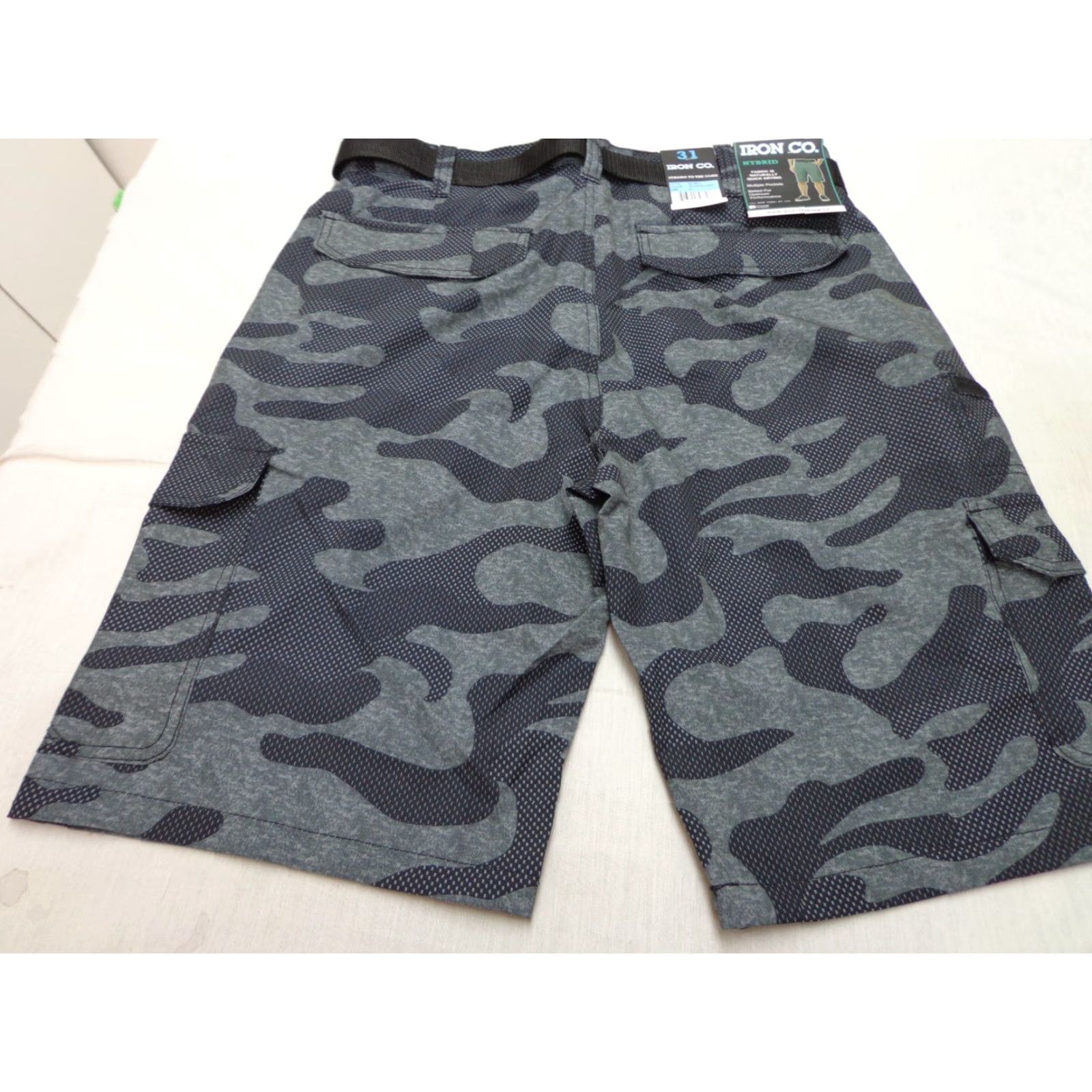 Vintage IRON CO. Hybrid Shorts Gray Camo Size 31 Belted New Men Regular 92% Polyester 8% Spandex Size US 31 - 6 Thumbnail