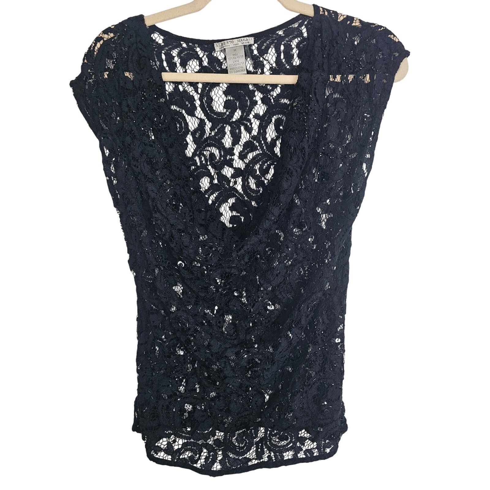 Alberto Alberto Makali Sheer Floral Lace Sequin Top M Whimsigoth Size M / US 6-8 / IT 42-44 - 1 Thumbnail